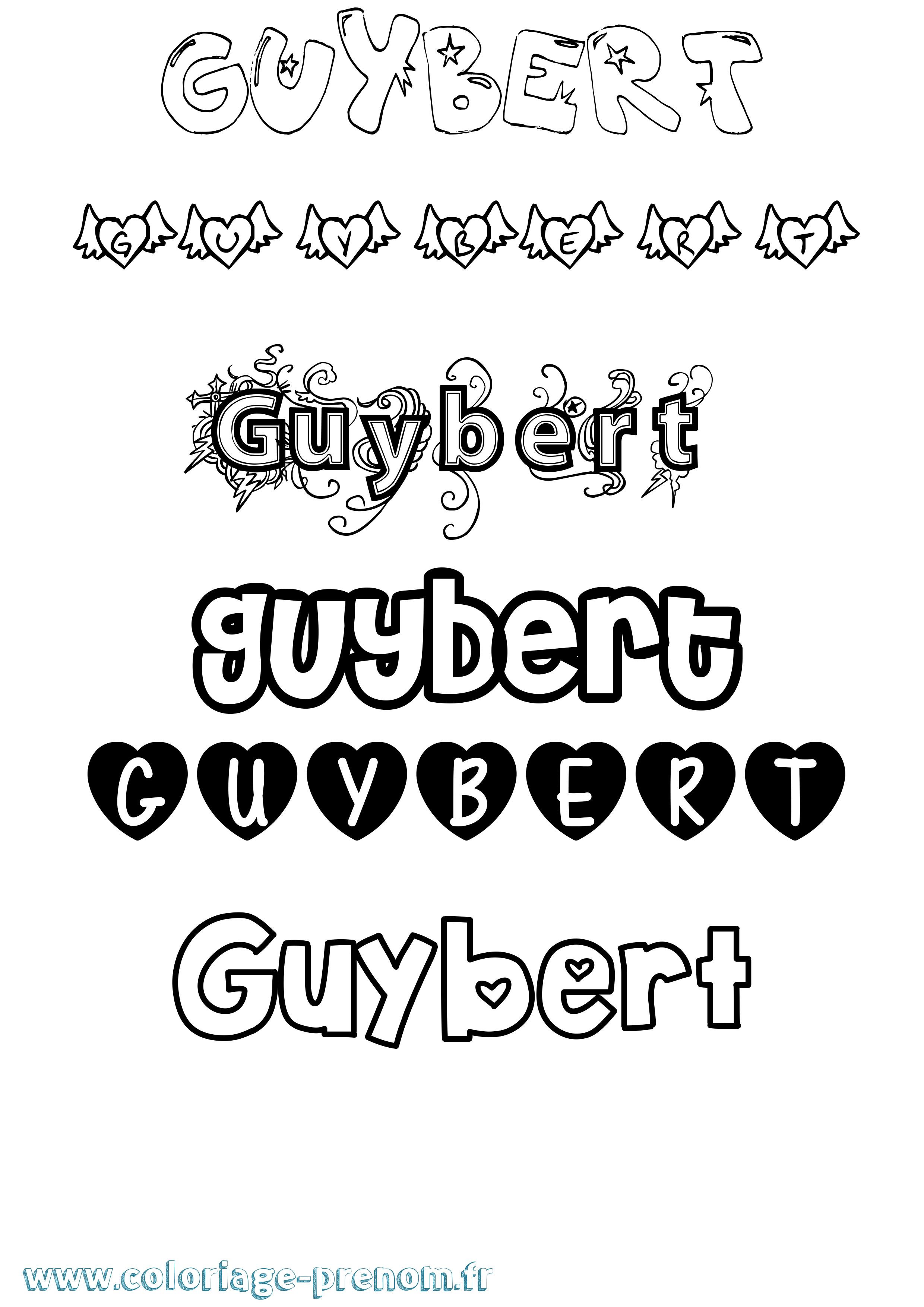 Coloriage Guybert Girly Coloriage prénom Guybert Girly