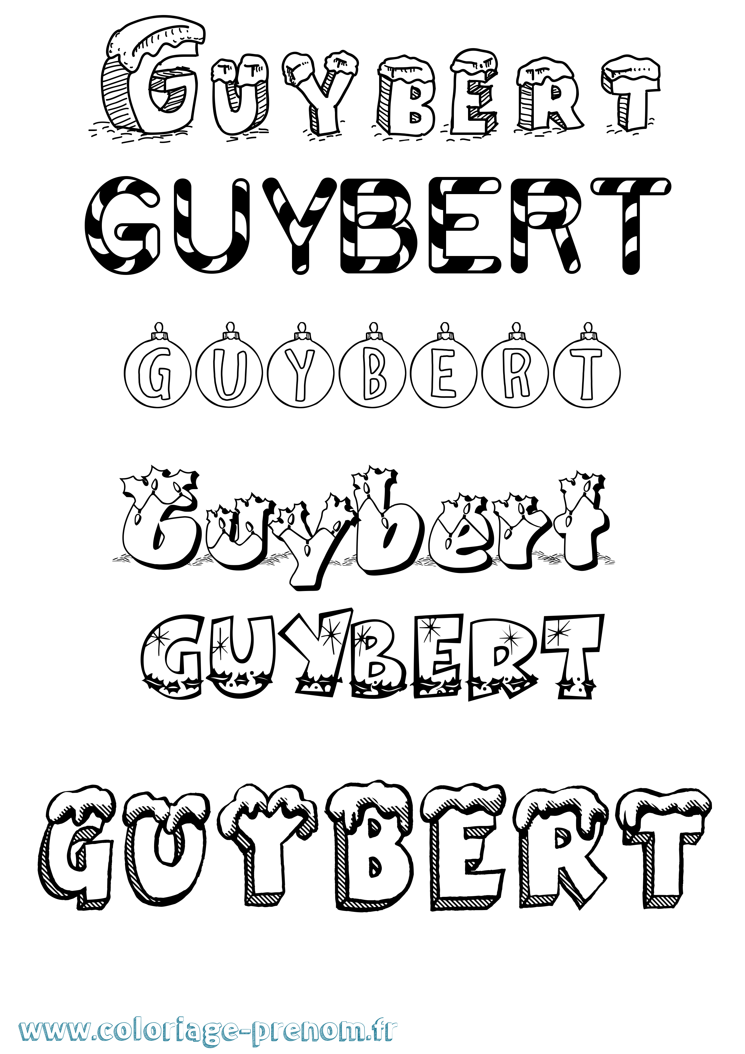 Coloriage Guybert Noël Coloriage prénom Guybert Noël