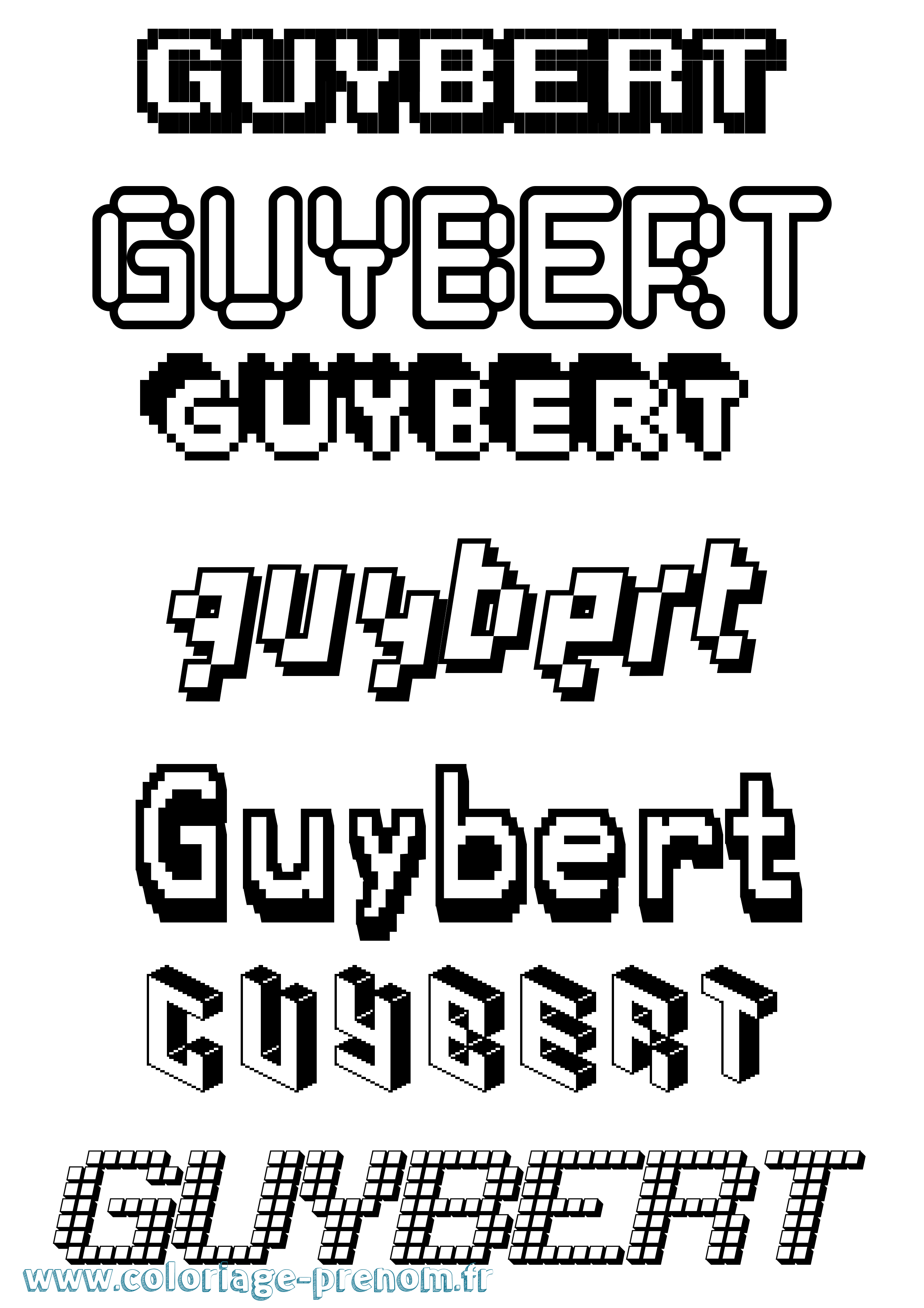 Coloriage Guybert Pixel Coloriage prénom Guybert Pixel