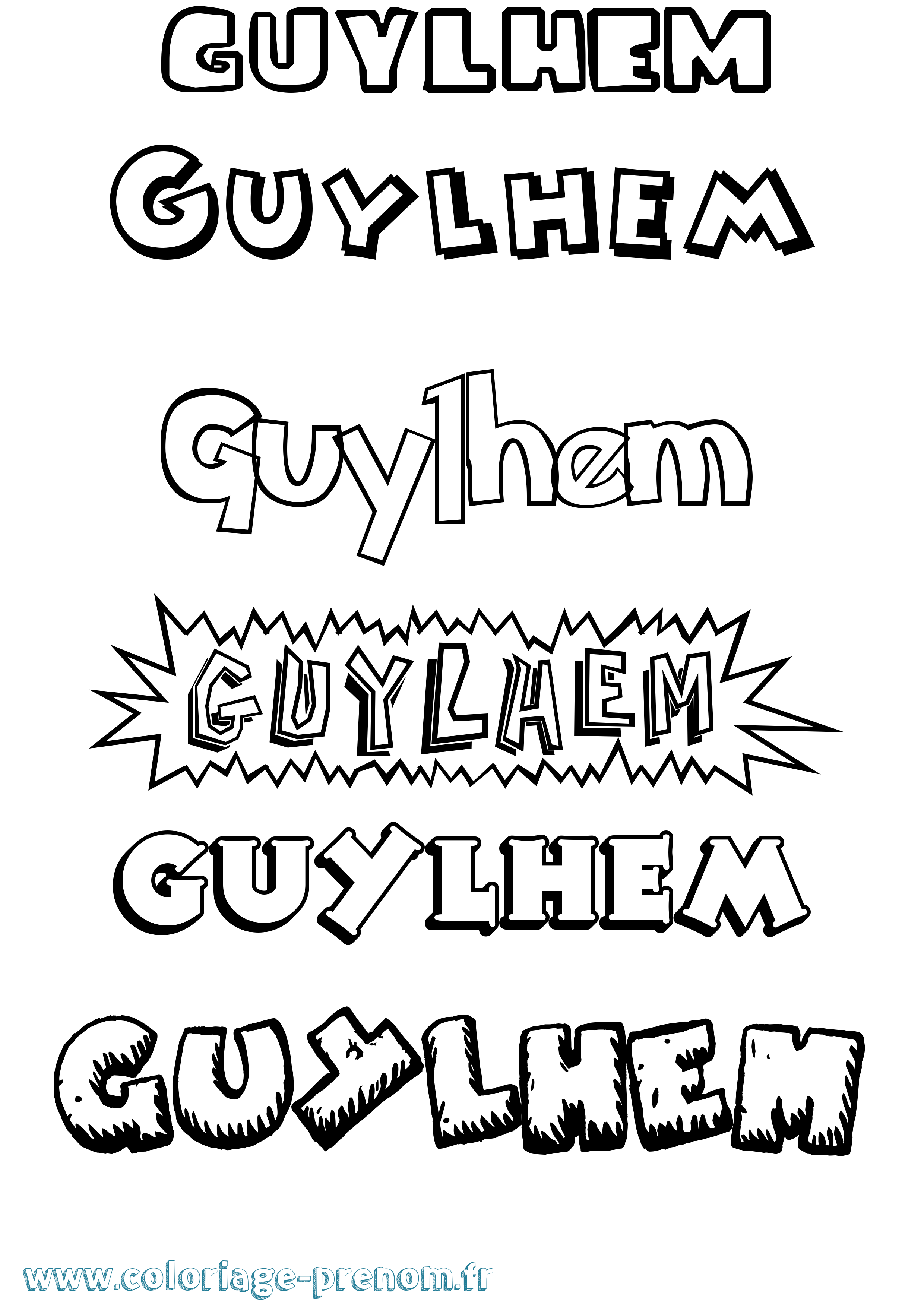 Coloriage Guylhem Dessin Animé Coloriage prénom Guylhem Dessin Animé