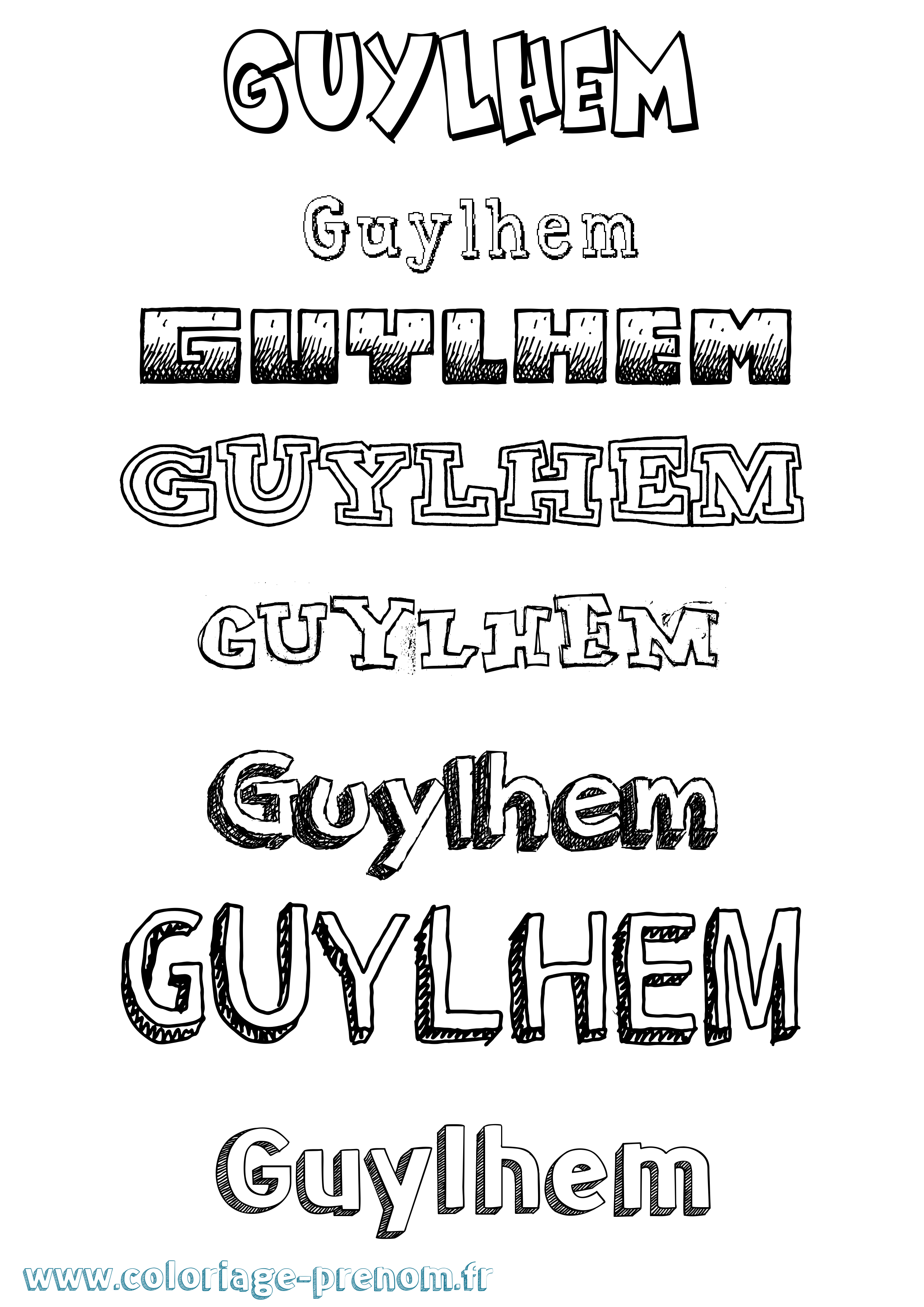 Coloriage Guylhem Dessiné Coloriage prénom Guylhem Dessiné
