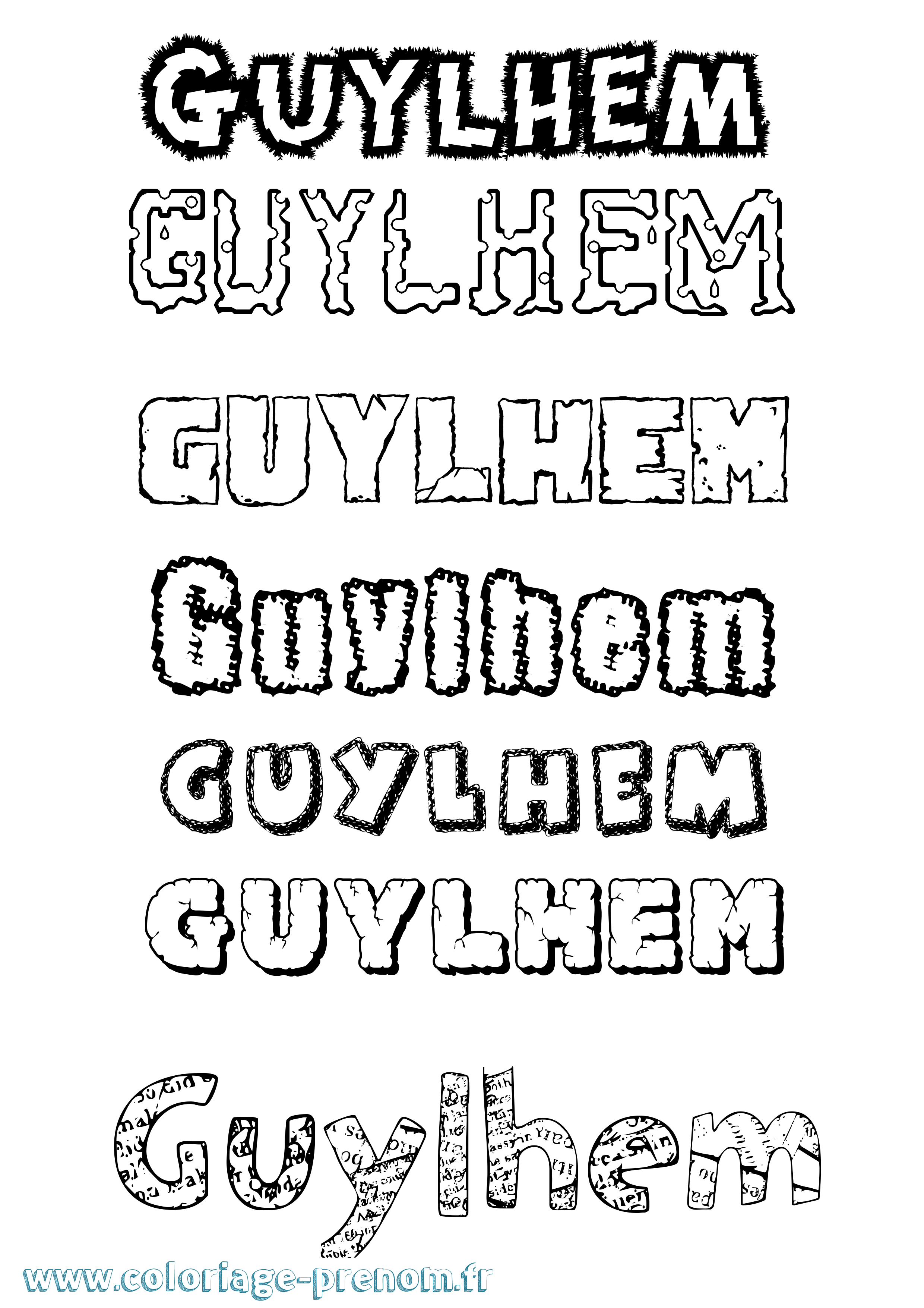 Coloriage Guylhem Destructuré Coloriage prénom Guylhem Destructuré