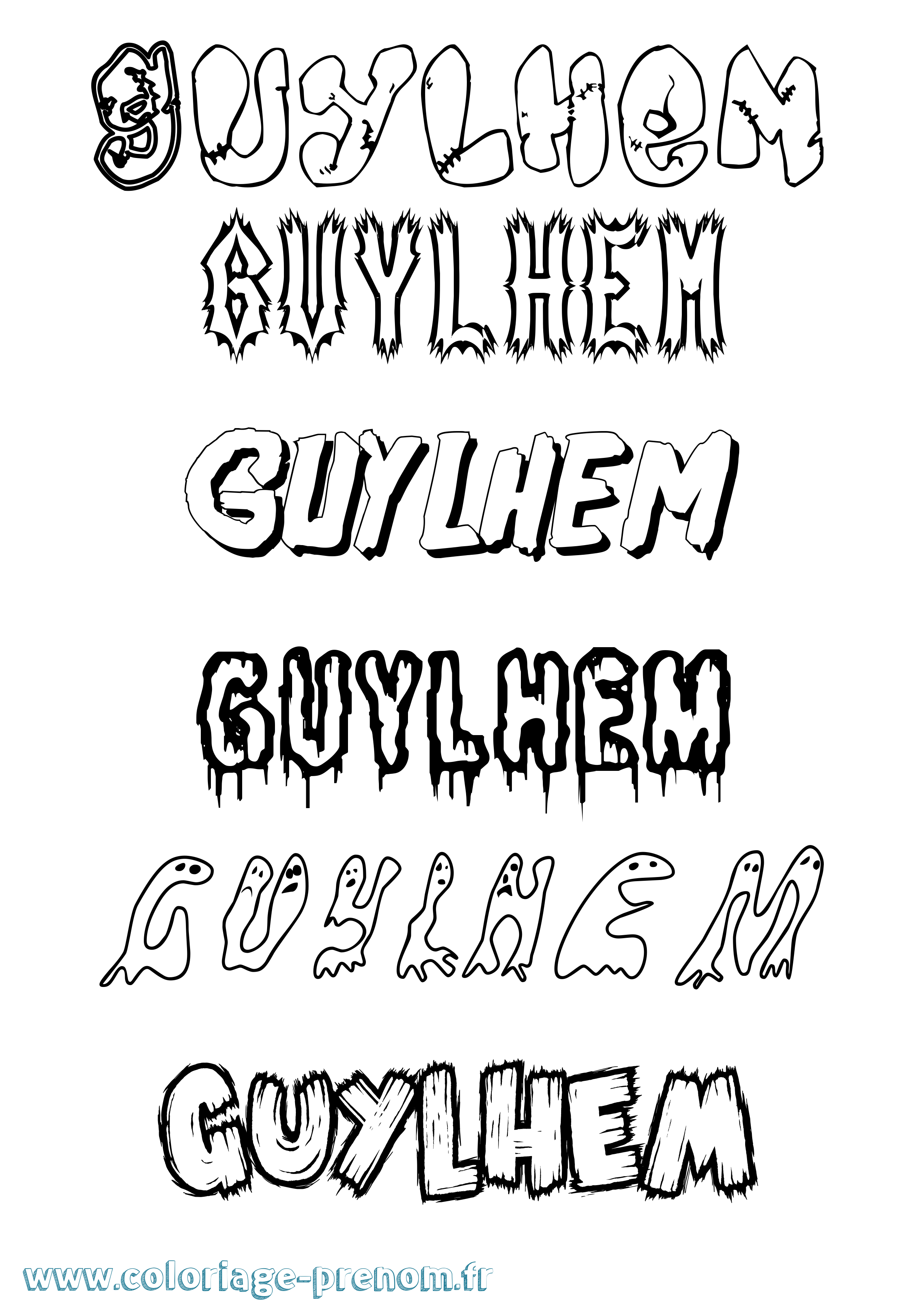 Coloriage Guylhem Frisson Coloriage prénom Guylhem Frisson