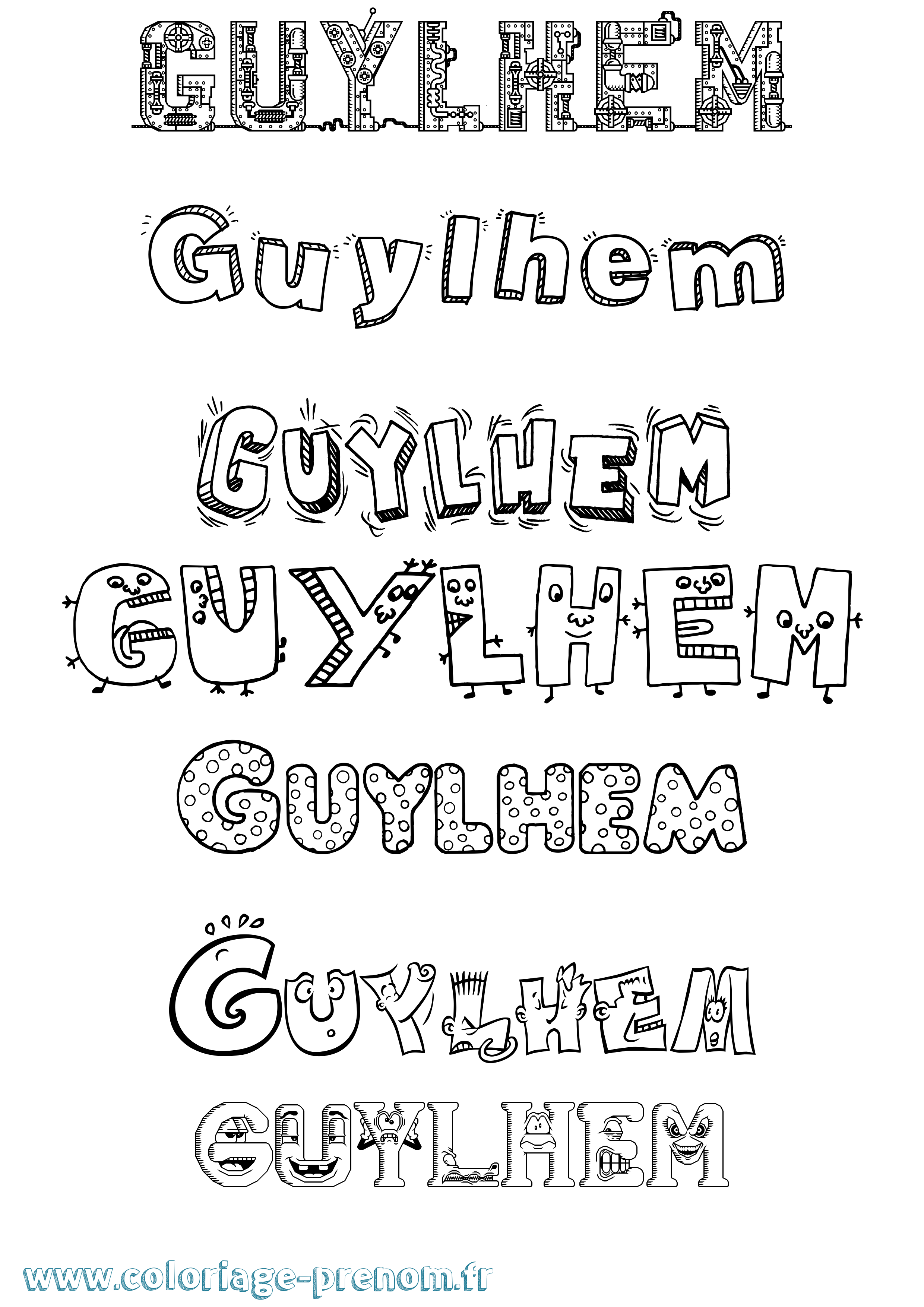 Coloriage Guylhem Fun Coloriage prénom Guylhem Fun