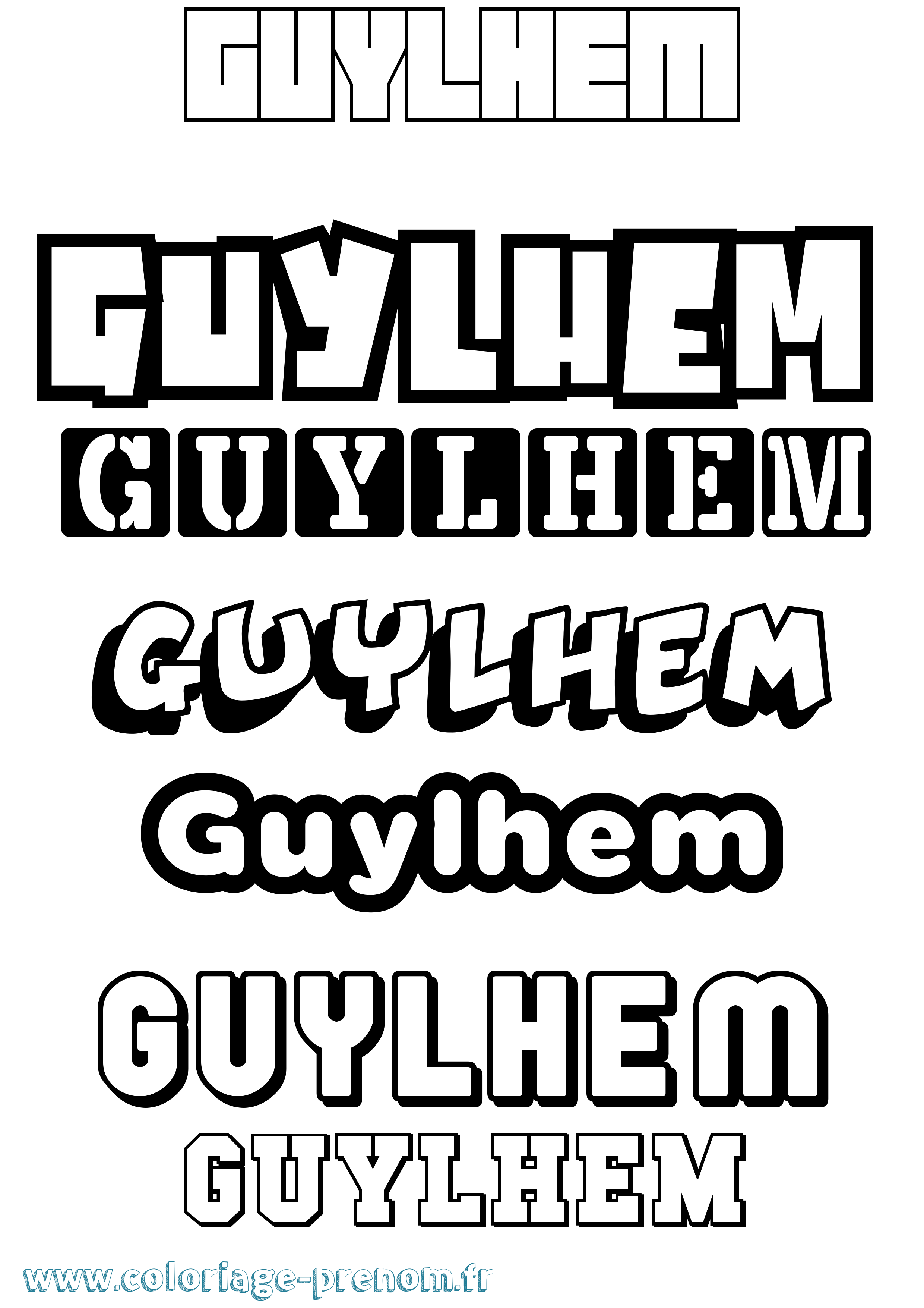 Coloriage Guylhem Simple Coloriage prénom Guylhem Simple