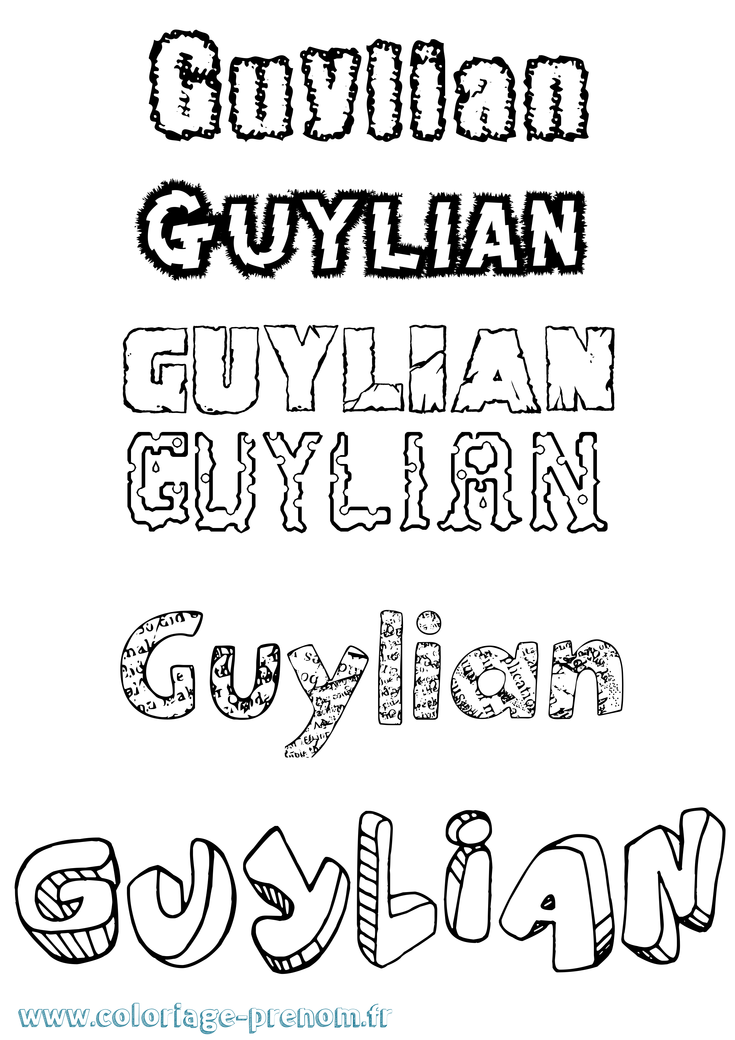Coloriage Guylian Destructuré Coloriage prénom Guylian Destructuré