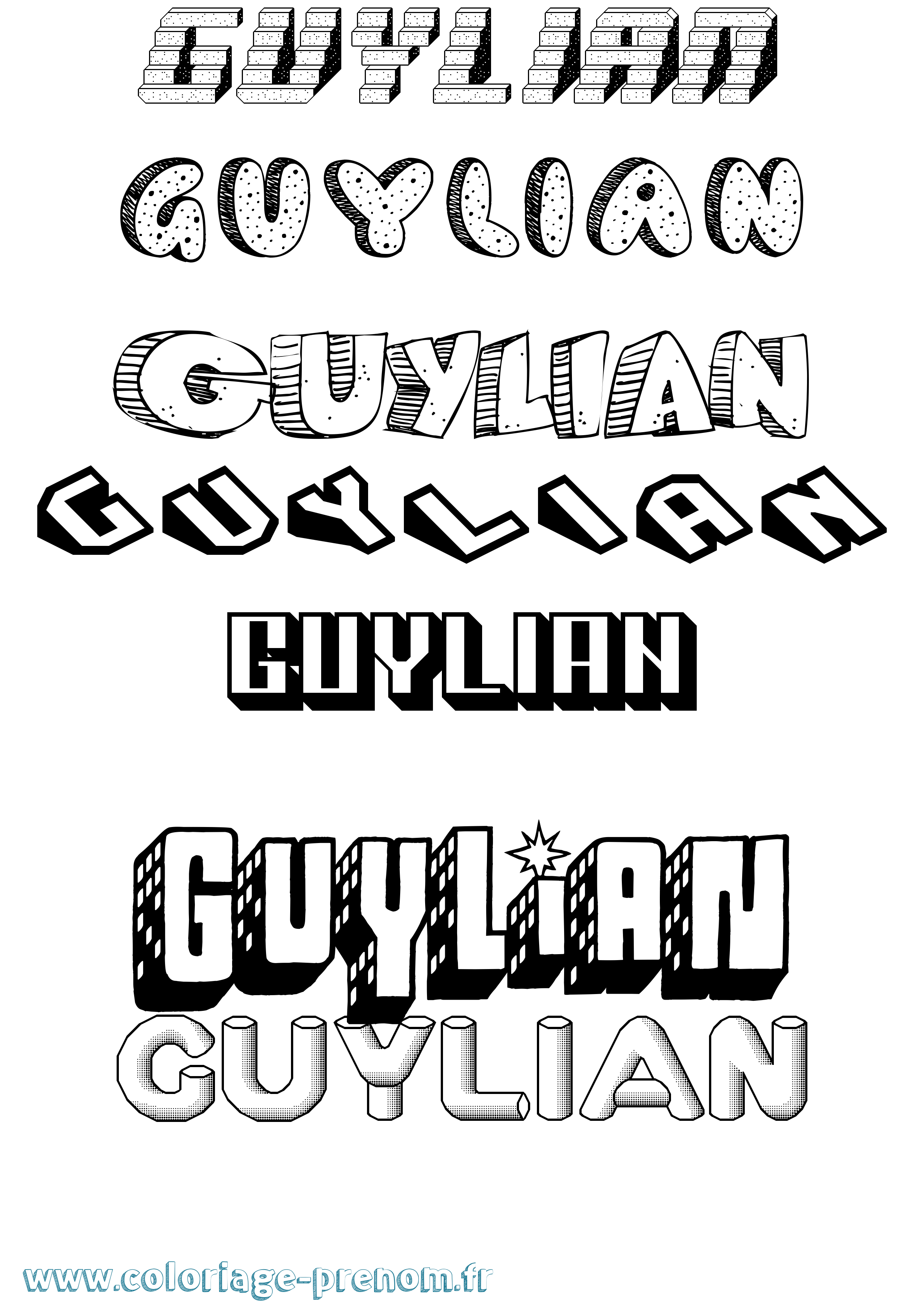 Coloriage Guylian Effet 3D Coloriage prénom Guylian Effet 3D