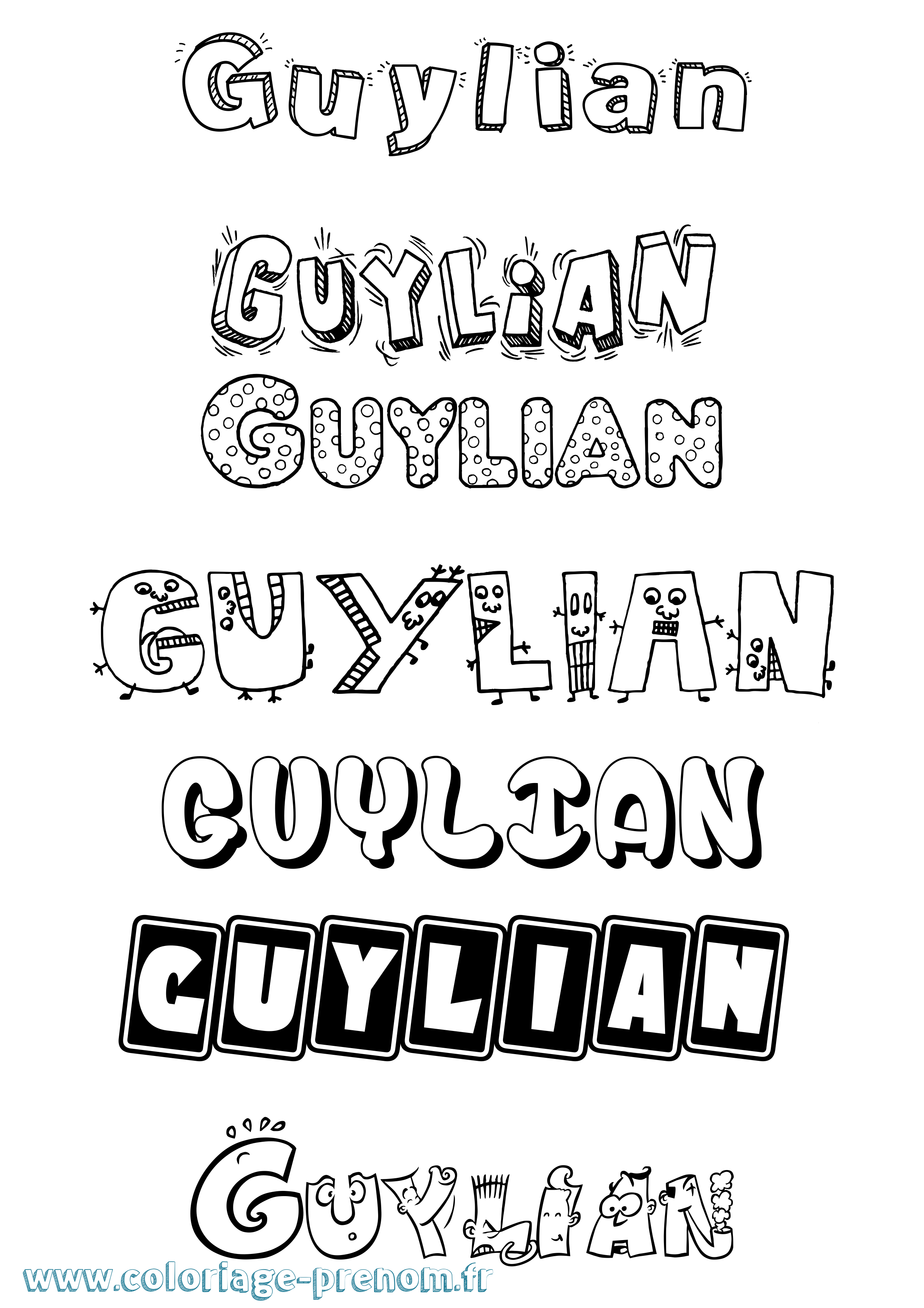 Coloriage Guylian Fun Coloriage prénom Guylian Fun