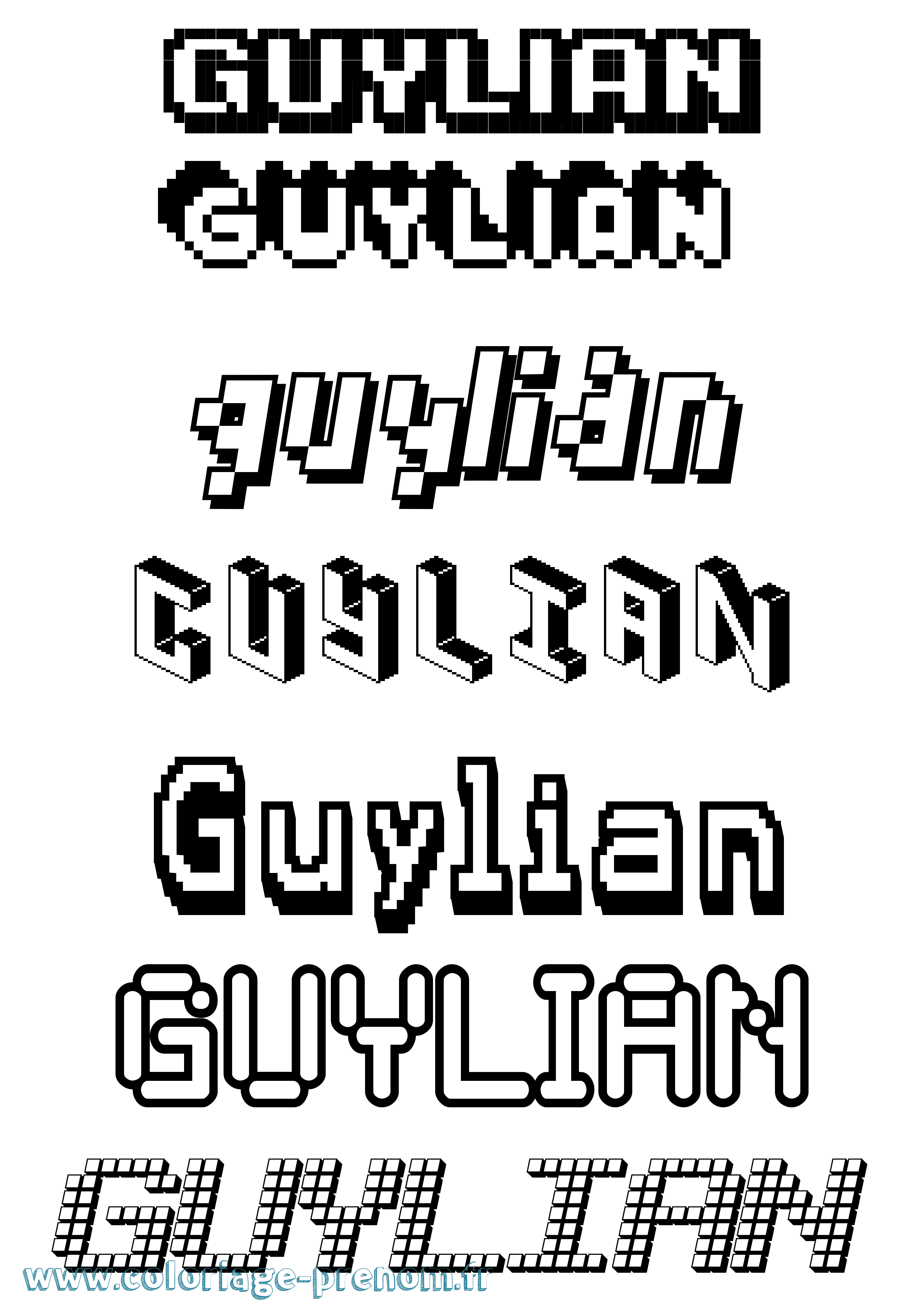 Coloriage Guylian Pixel Coloriage prénom Guylian Pixel