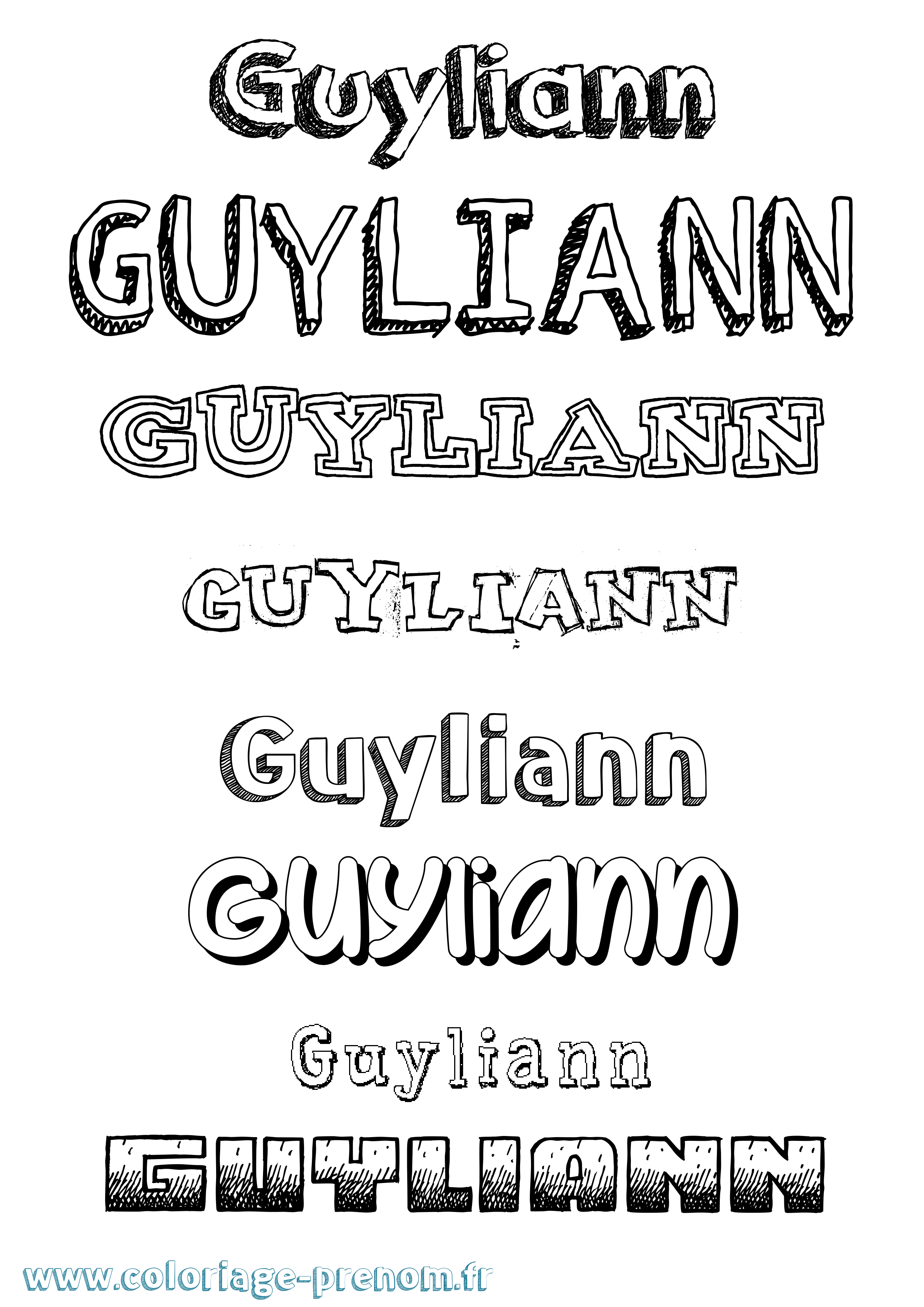 Coloriage Guyliann Dessiné Coloriage prénom Guyliann Dessiné