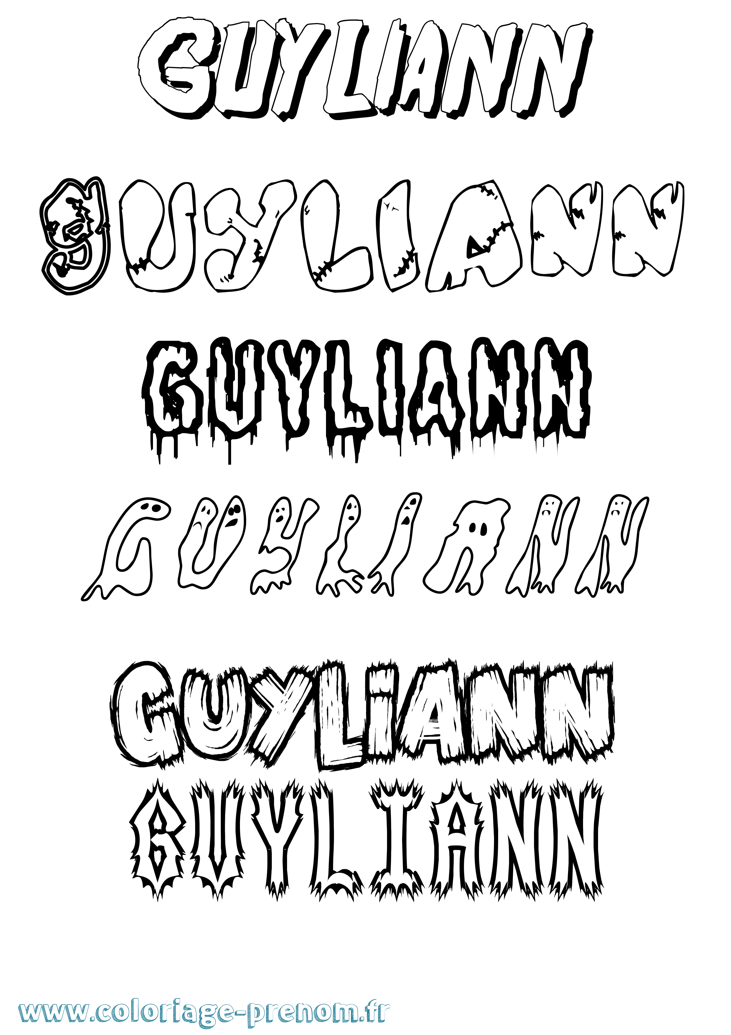 Coloriage Guyliann Frisson Coloriage prénom Guyliann Frisson