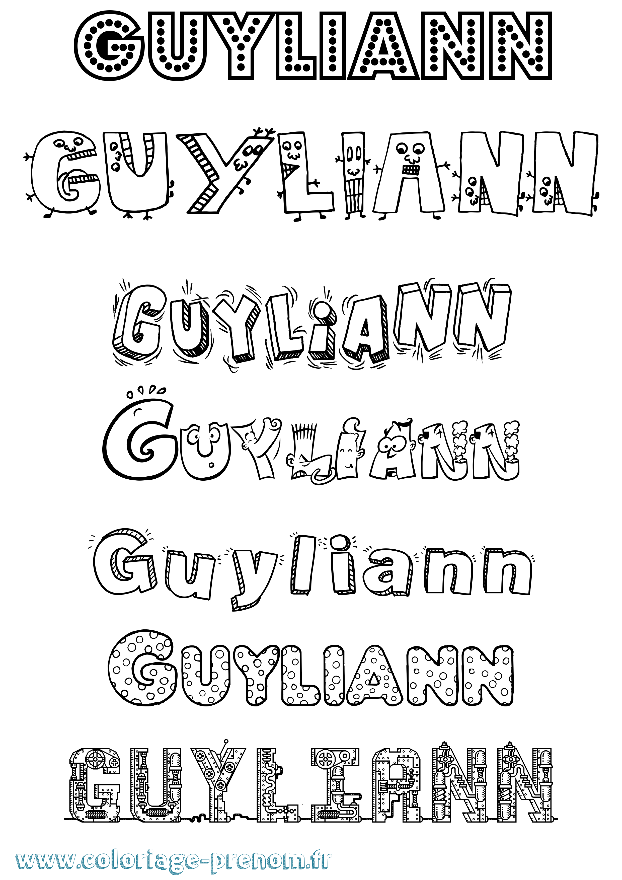Coloriage Guyliann Fun Coloriage prénom Guyliann Fun