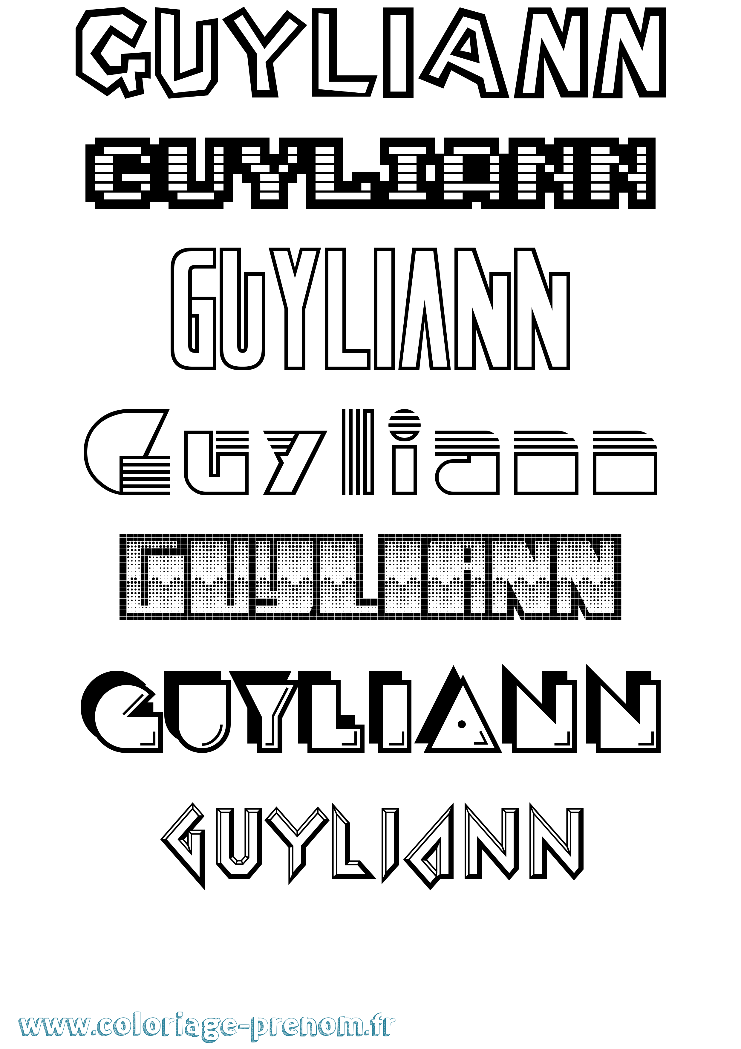 Coloriage Guyliann Jeux Vidéos Coloriage prénom Guyliann Jeux Vidéos