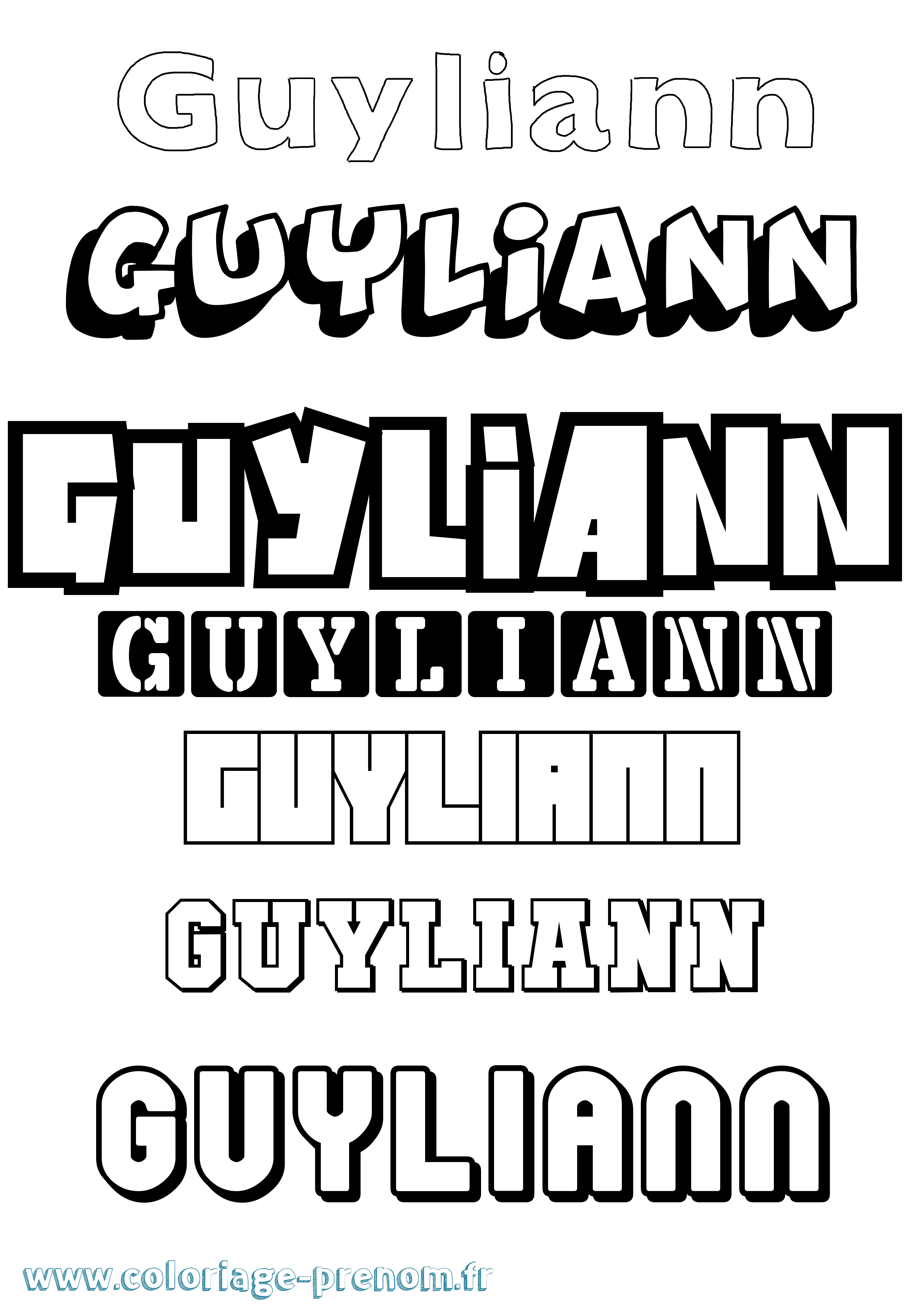 Coloriage Guyliann Simple Coloriage prénom Guyliann Simple