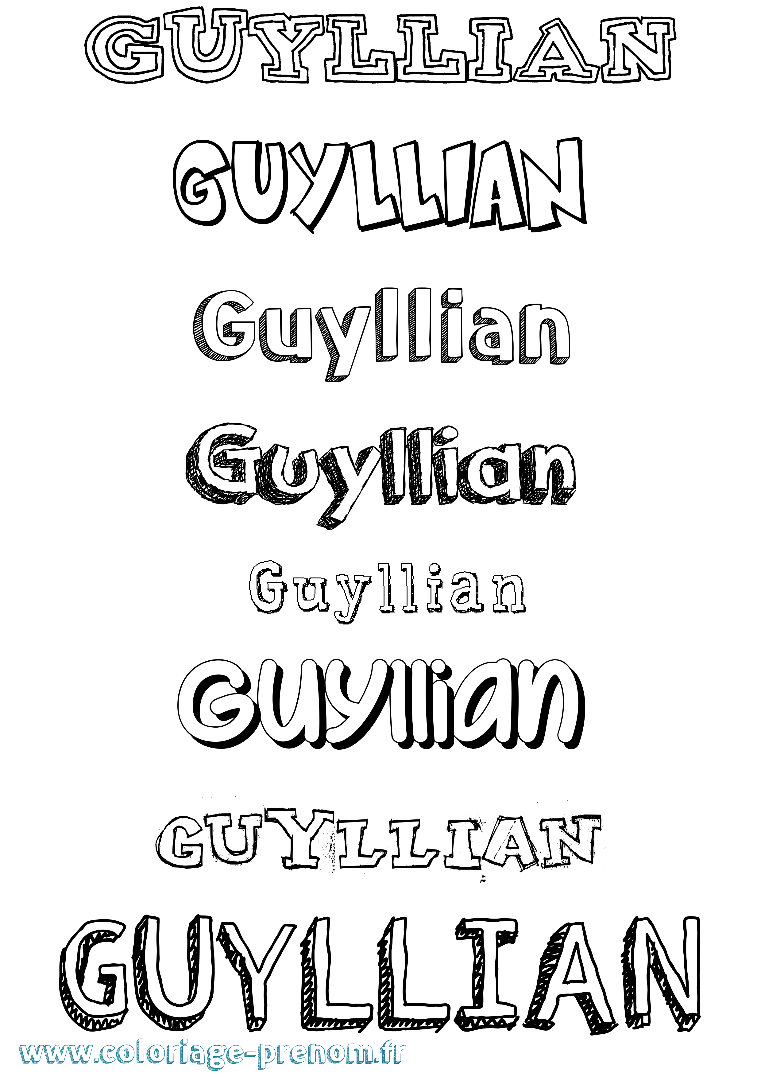 Coloriage Guyllian Dessiné Coloriage prénom Guyllian Dessiné