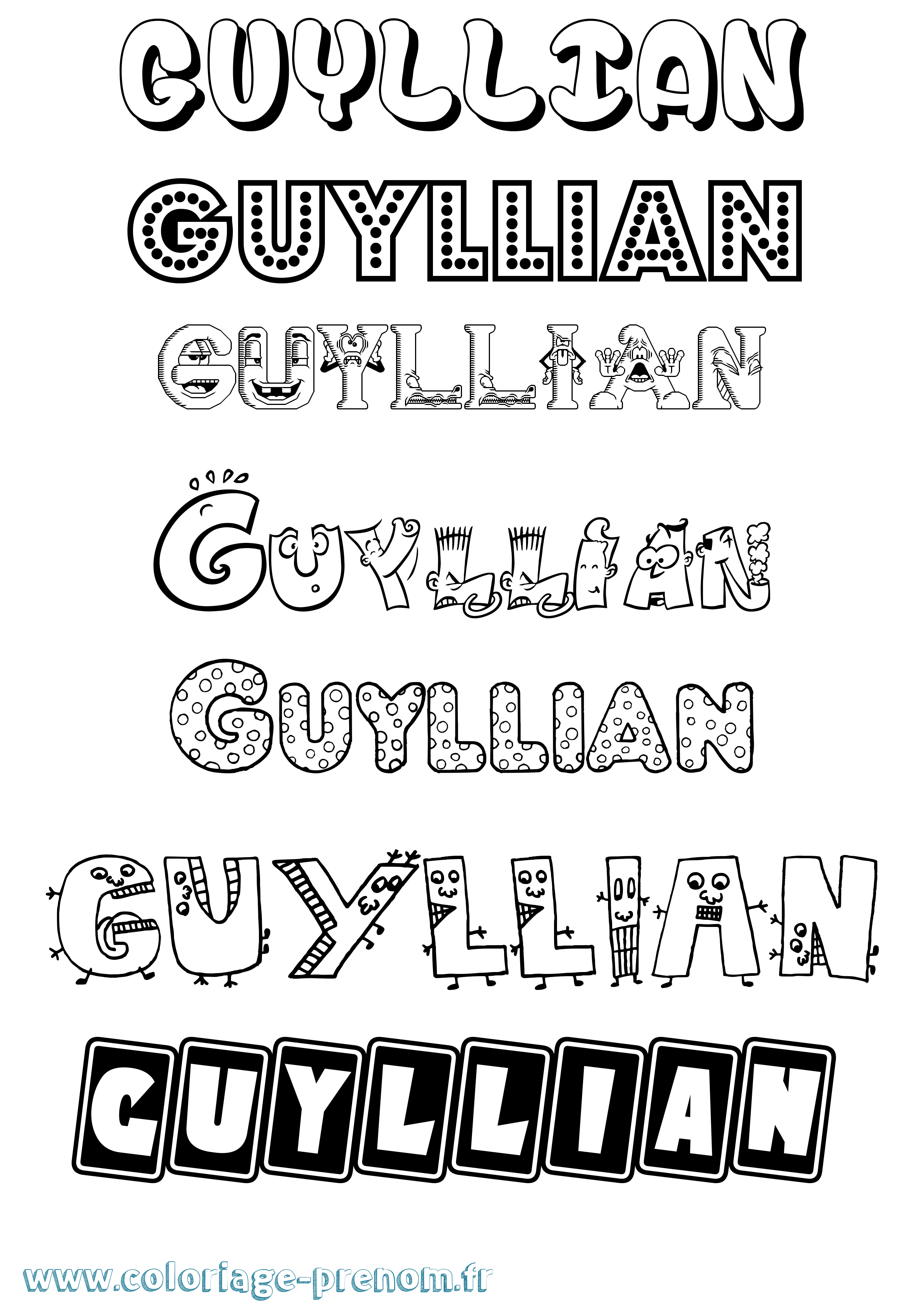 Coloriage Guyllian Fun Coloriage prénom Guyllian Fun