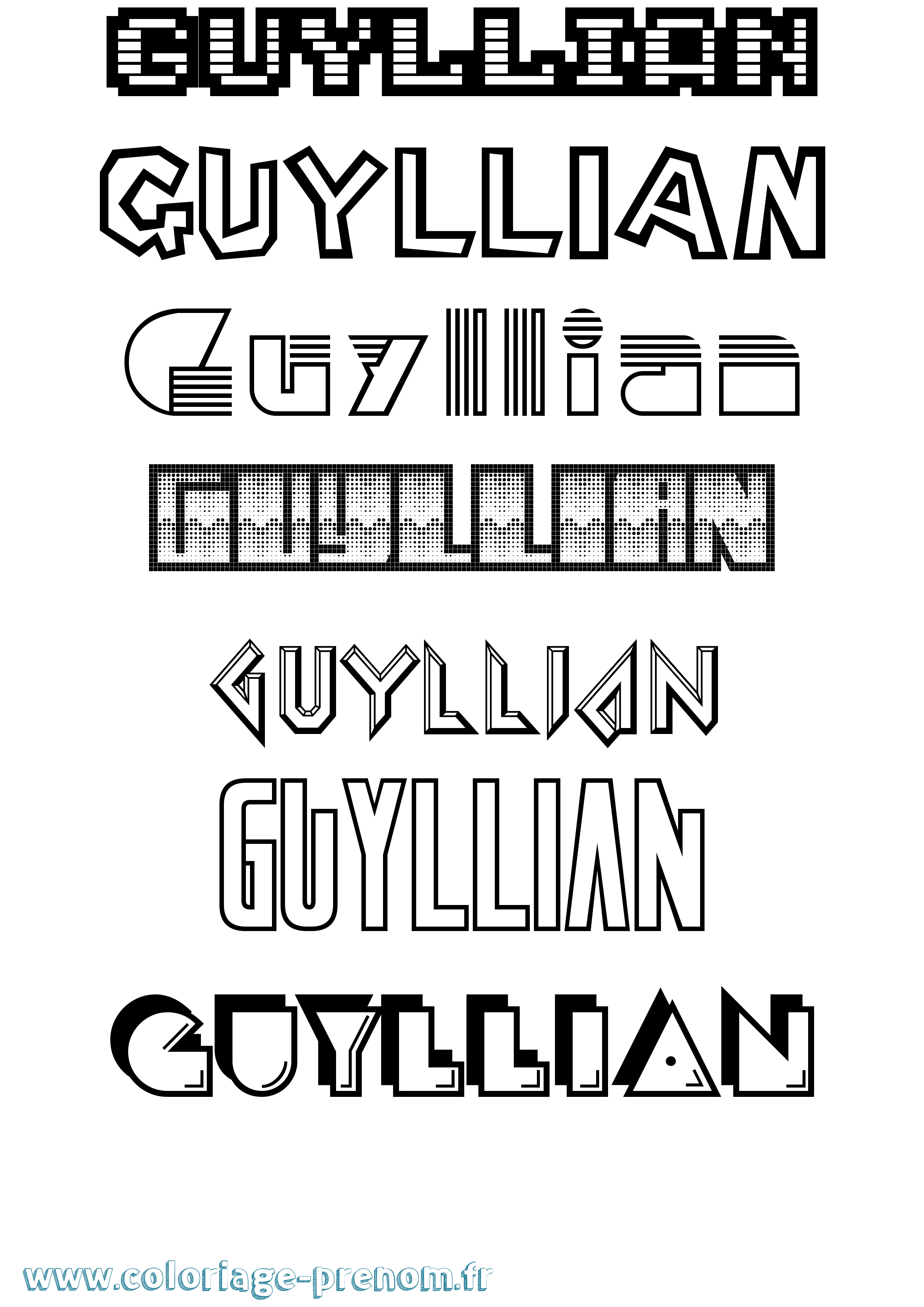 Coloriage Guyllian Jeux Vidéos Coloriage prénom Guyllian Jeux Vidéos