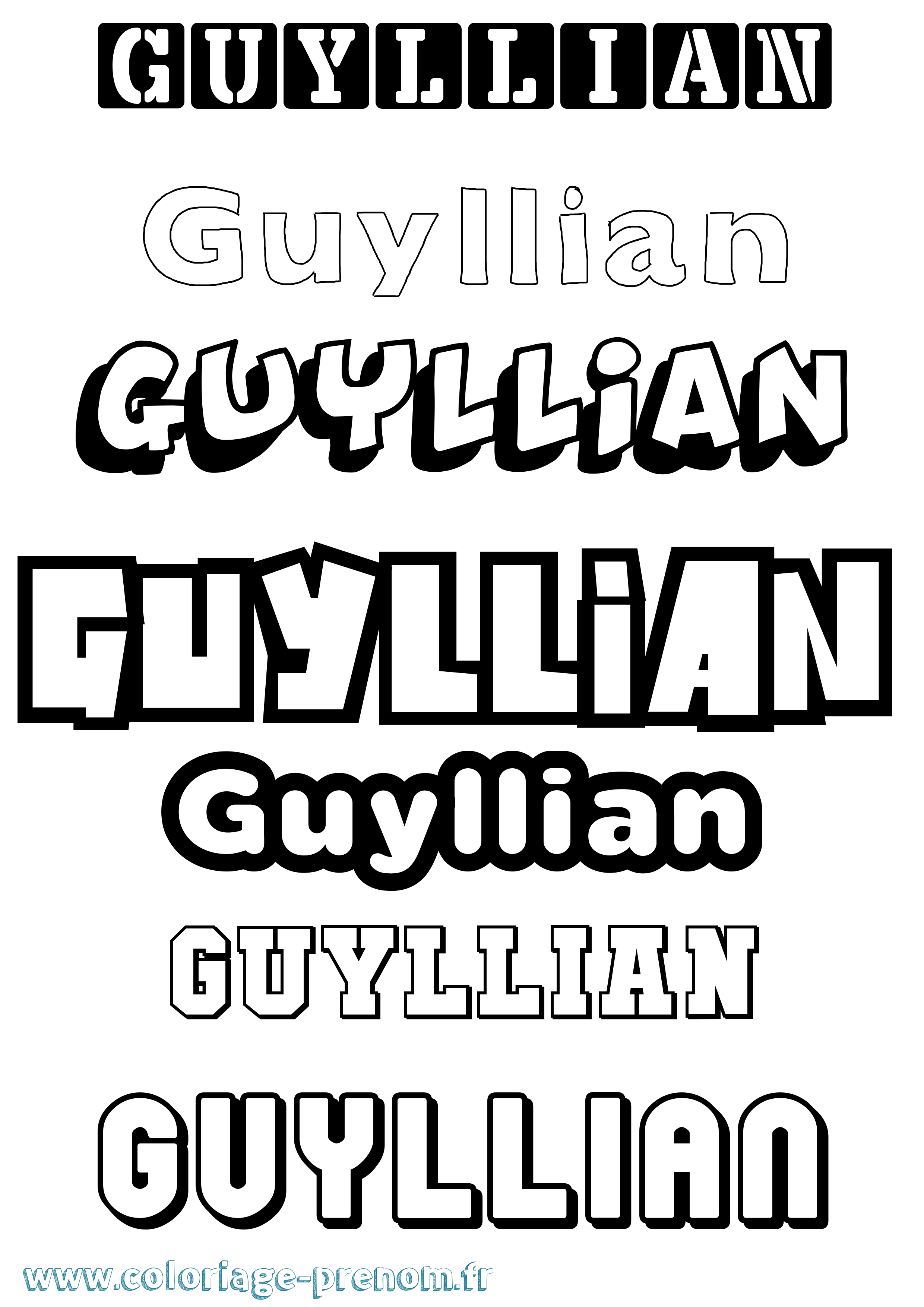 Coloriage Guyllian Simple Coloriage prénom Guyllian Simple
