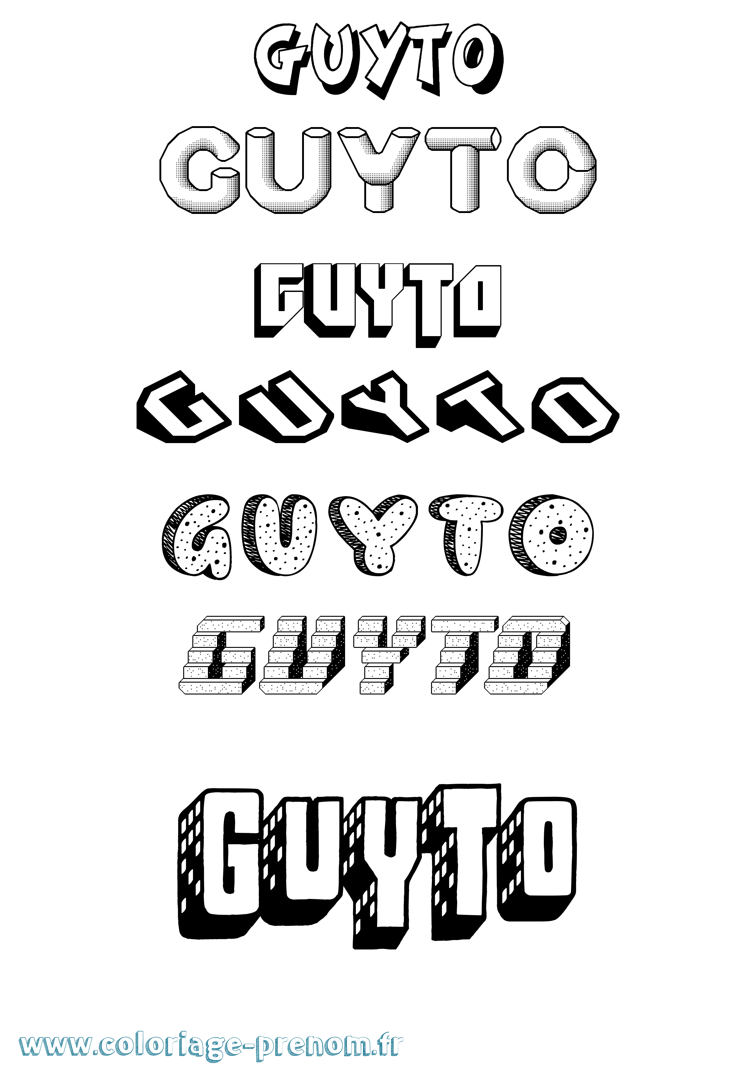 Coloriage Guyto Effet 3D Coloriage prénom Guyto Effet 3D