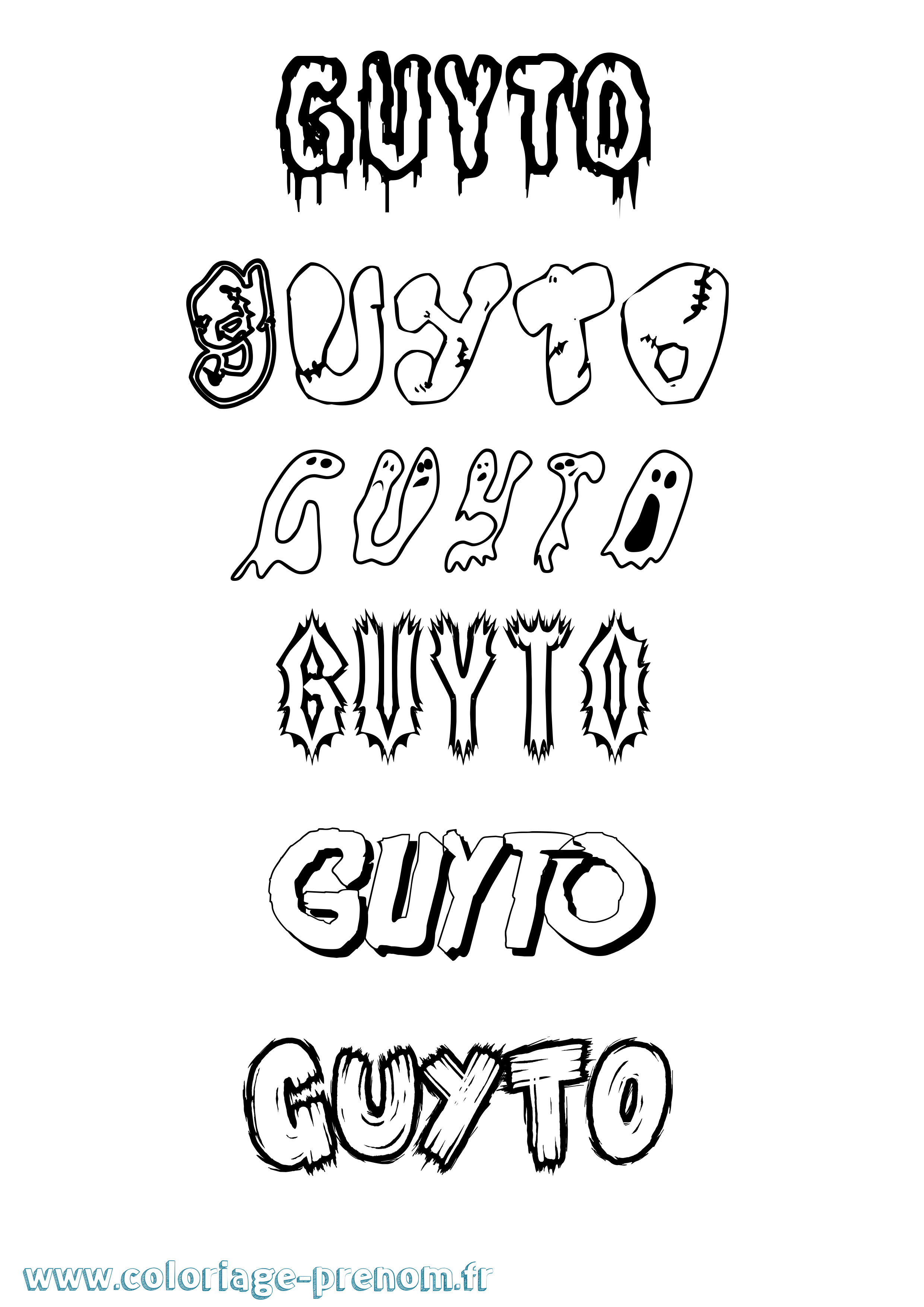 Coloriage Guyto Frisson Coloriage prénom Guyto Frisson