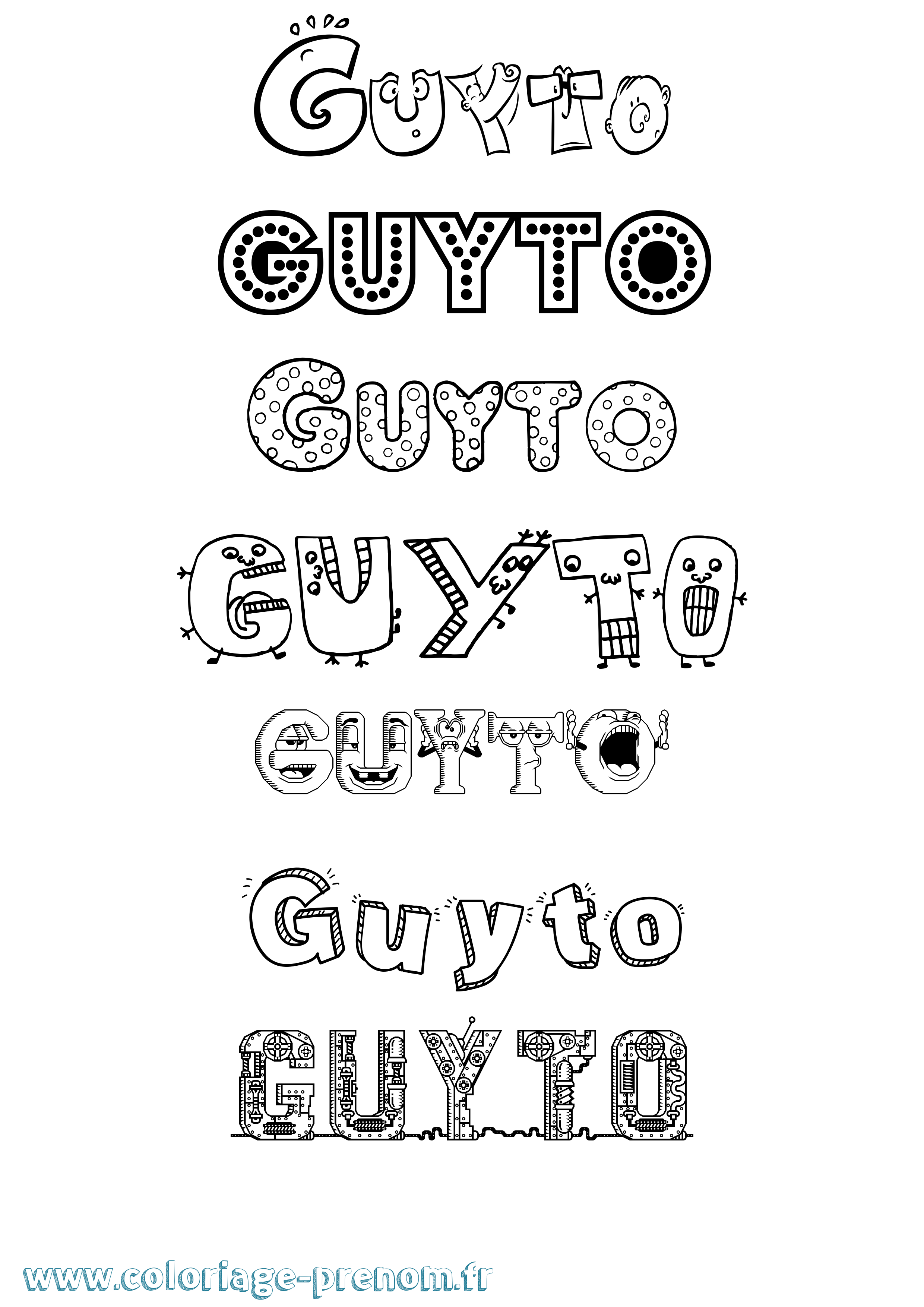 Coloriage Guyto Fun Coloriage prénom Guyto Fun