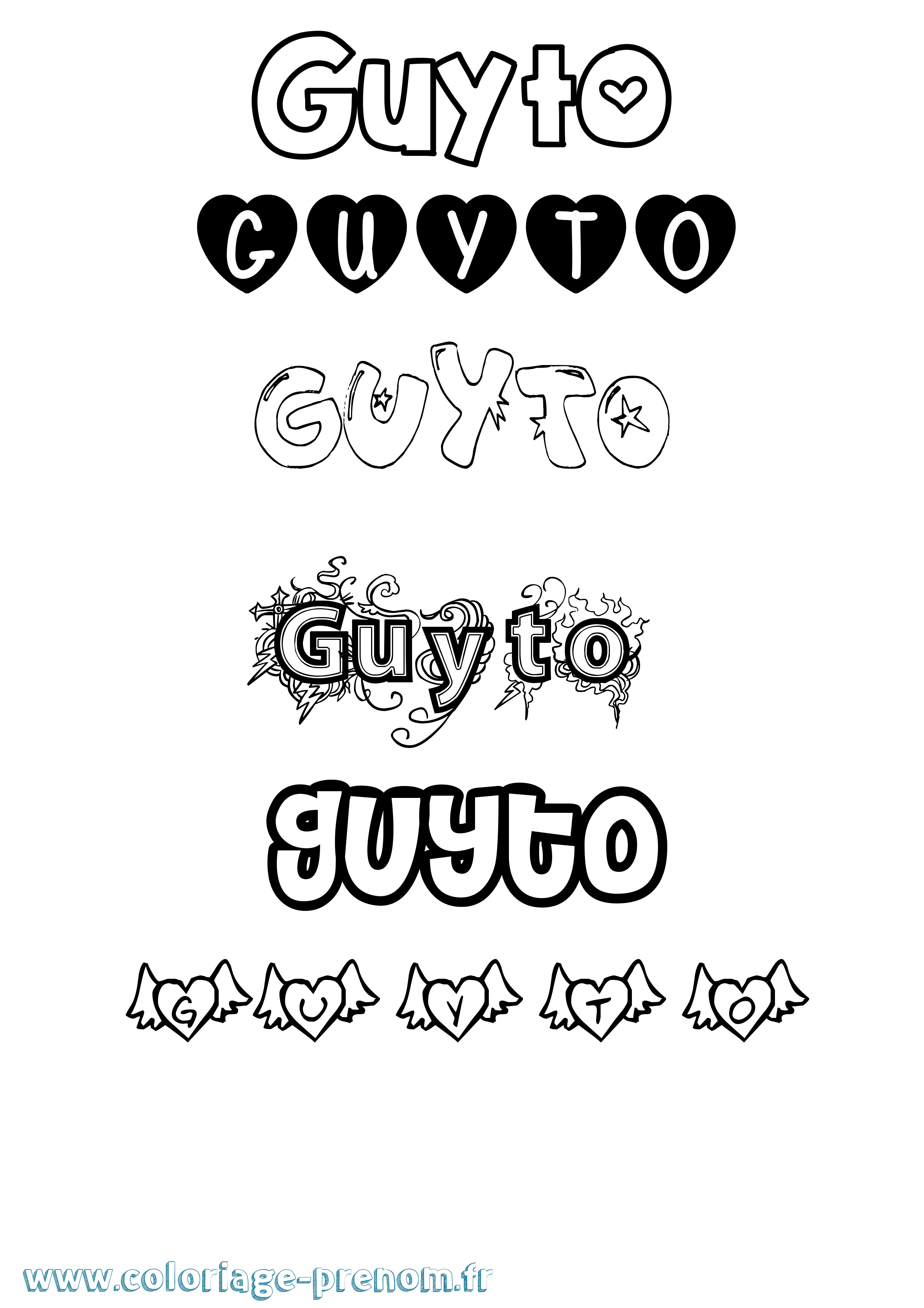 Coloriage Guyto Girly Coloriage prénom Guyto Girly