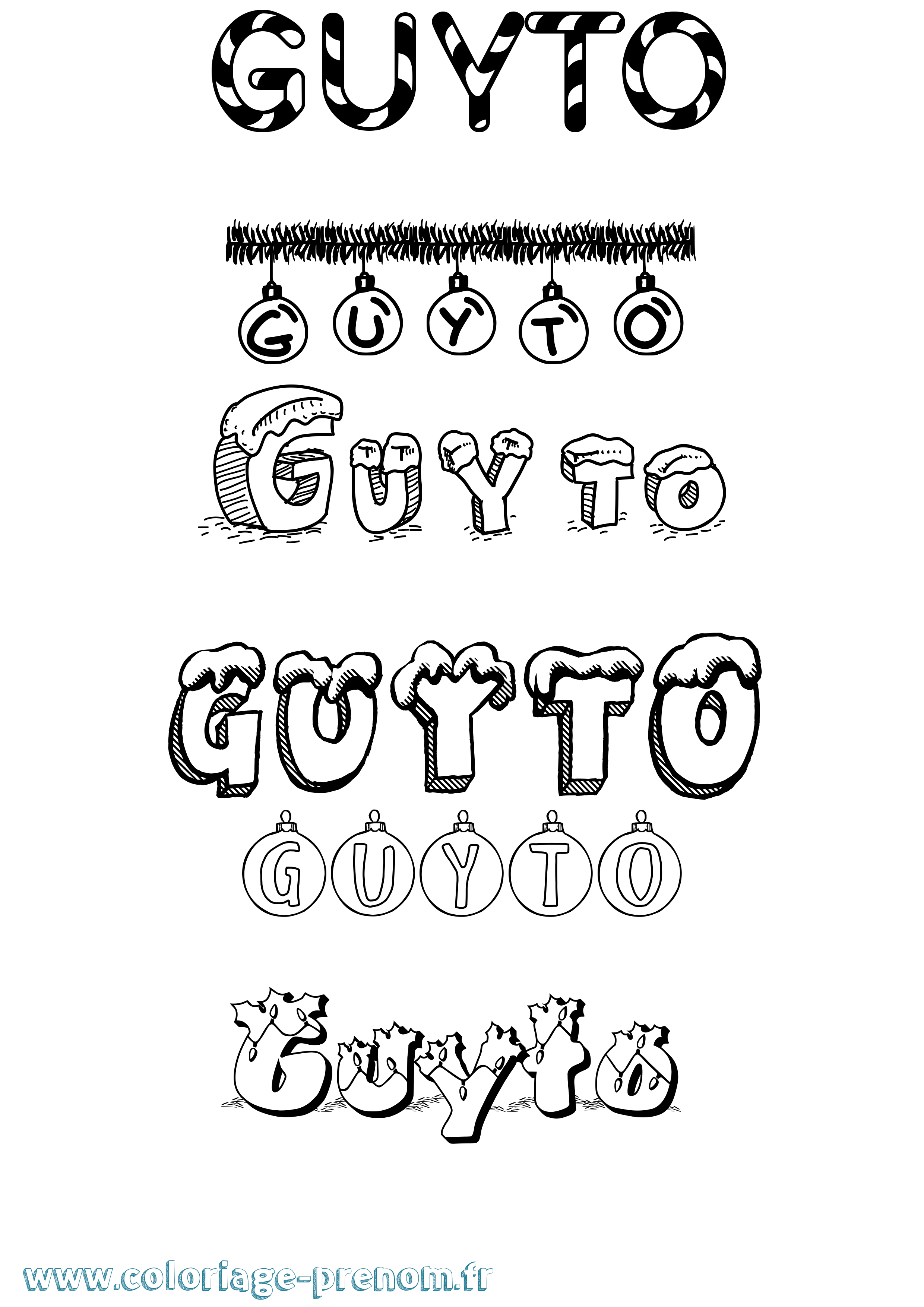 Coloriage Guyto Noël Coloriage prénom Guyto Noël