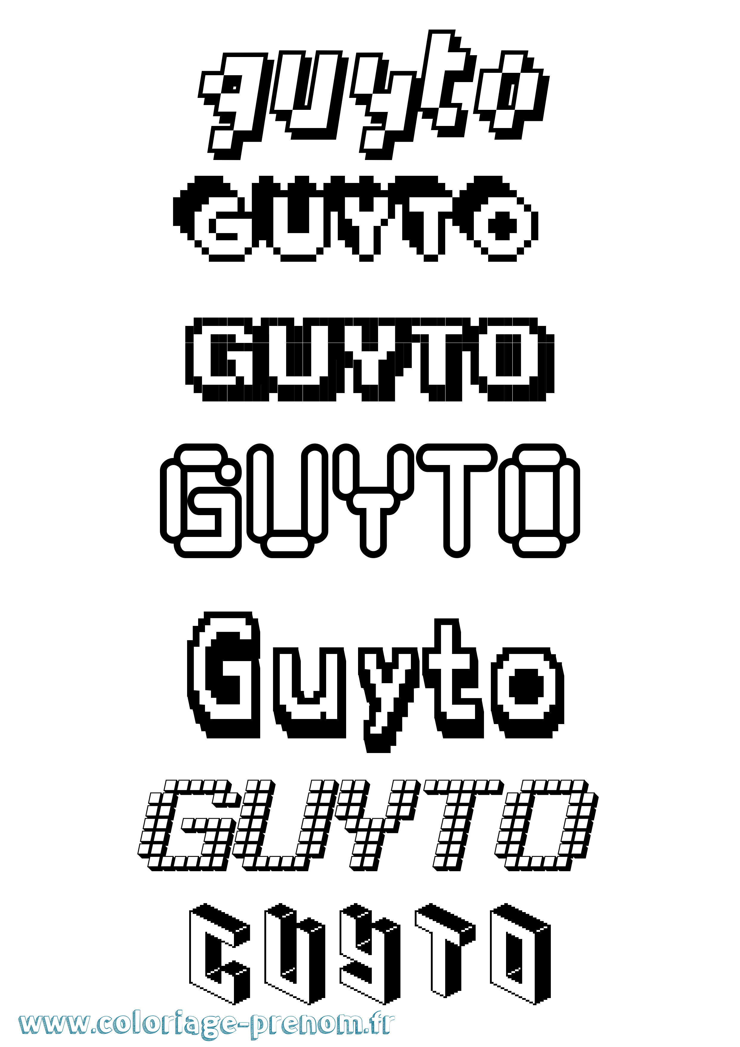 Coloriage Guyto Pixel Coloriage prénom Guyto Pixel