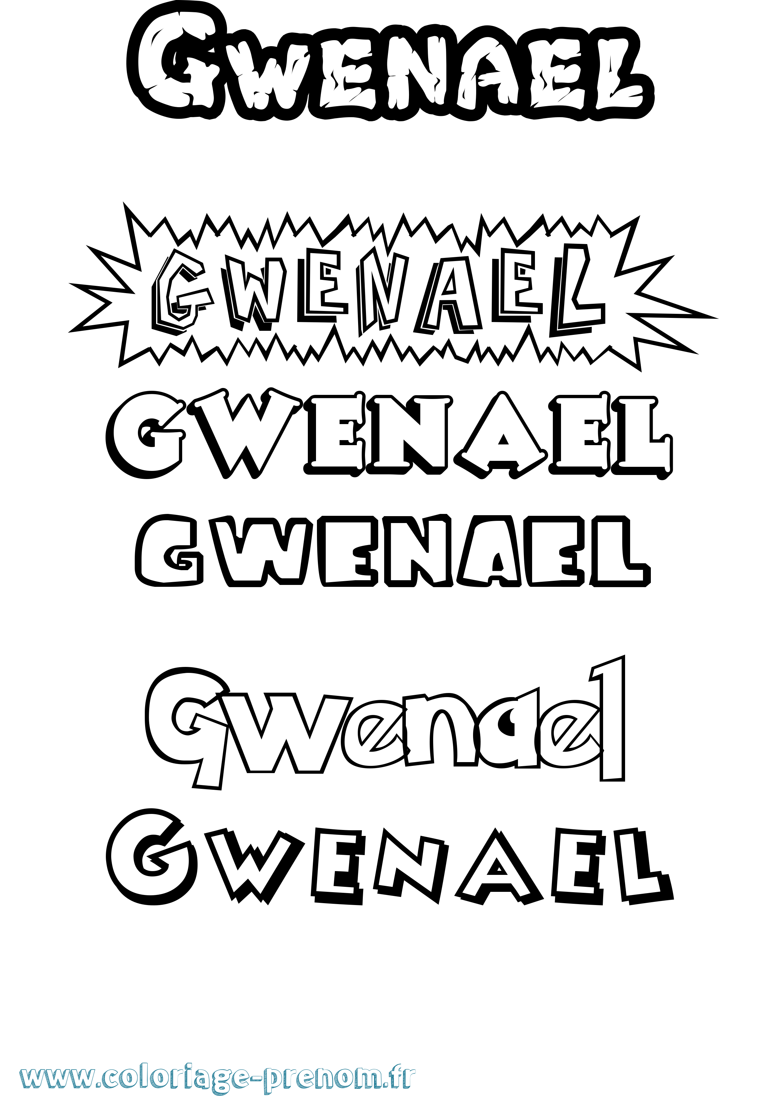 Coloriage Gwenael Dessin Animé Coloriage prénom Gwenael Dessin Animé