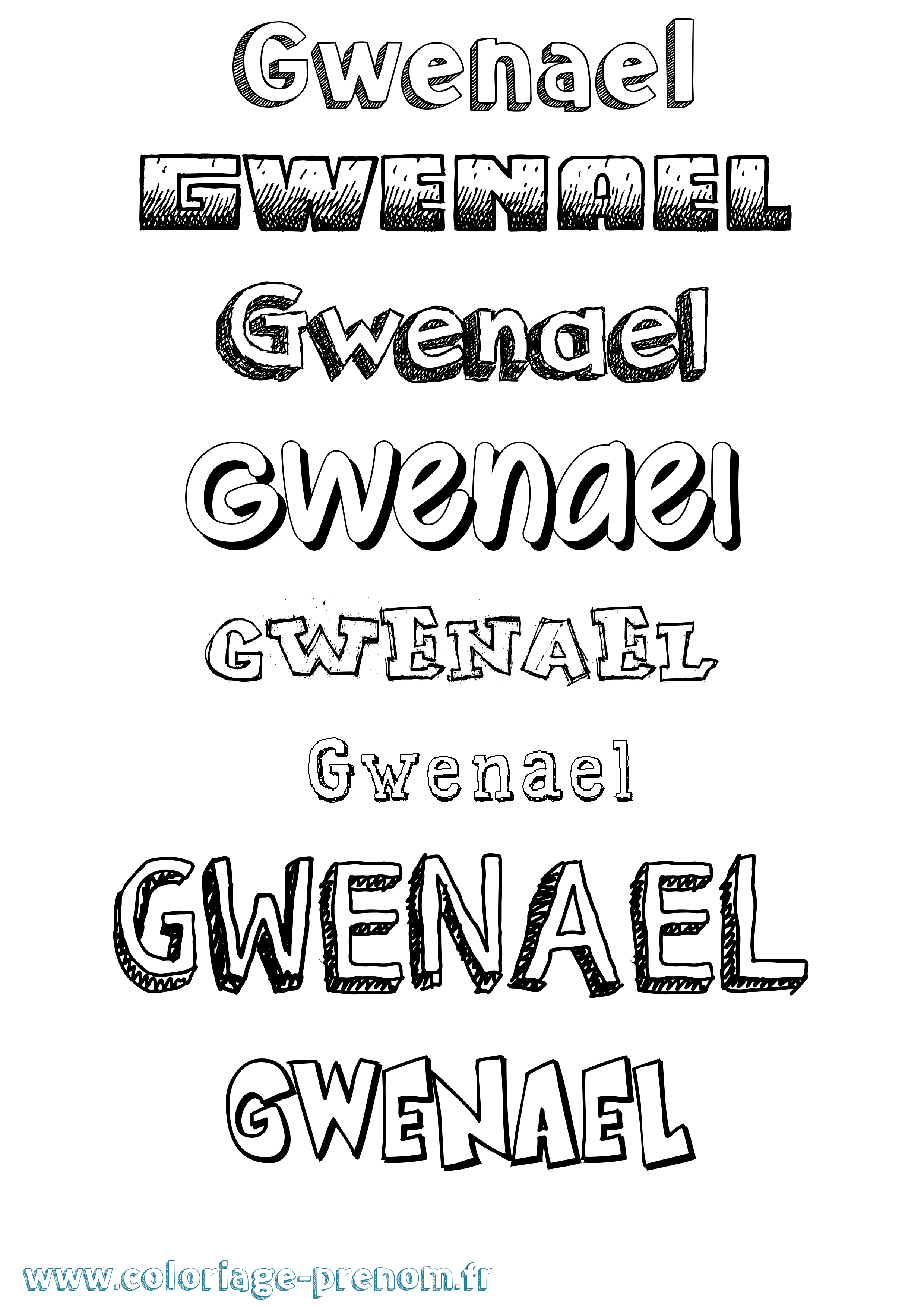 Coloriage Gwenael Dessiné Coloriage prénom Gwenael Dessiné