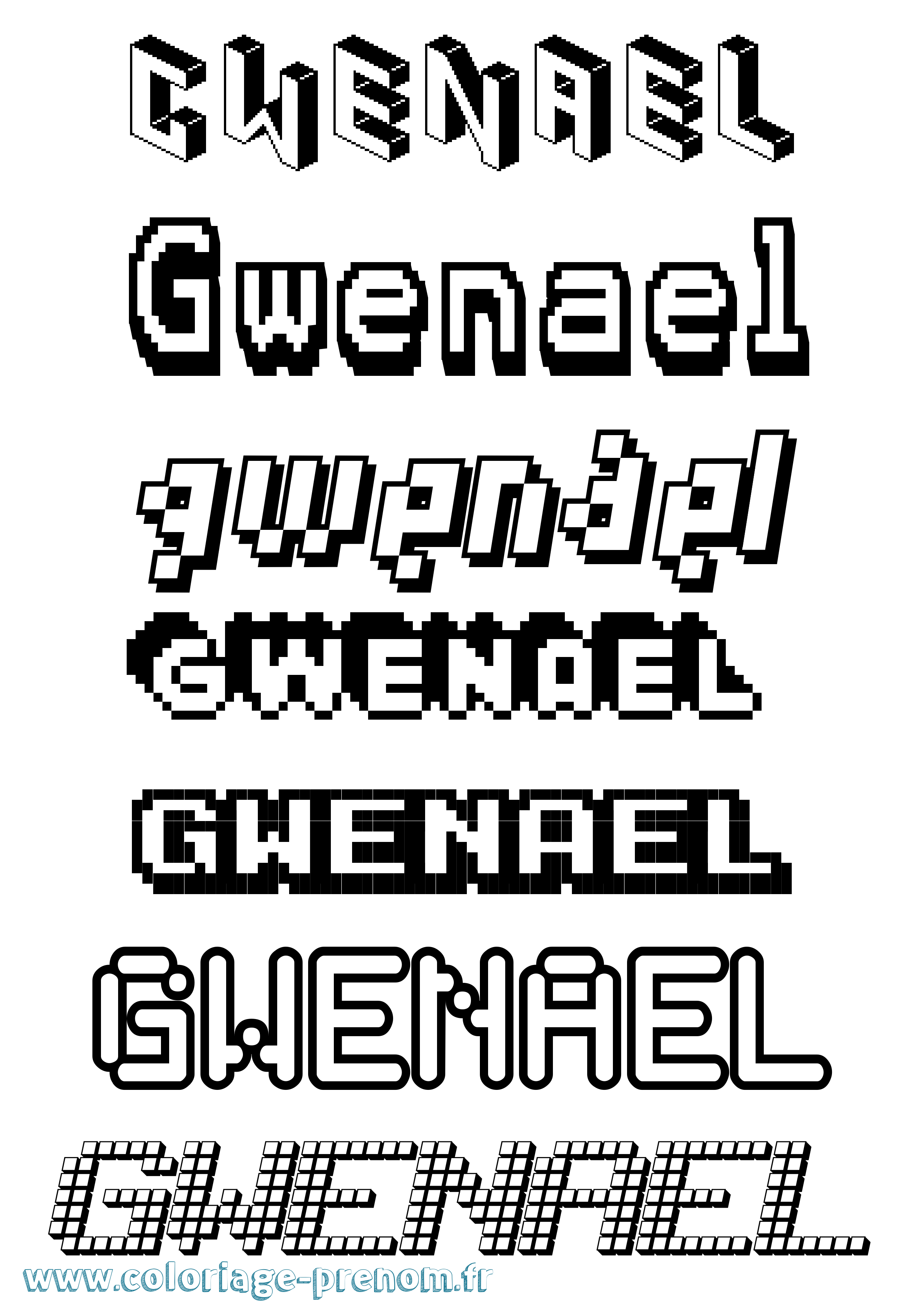 Coloriage Gwenael Pixel Coloriage prénom Gwenael Pixel