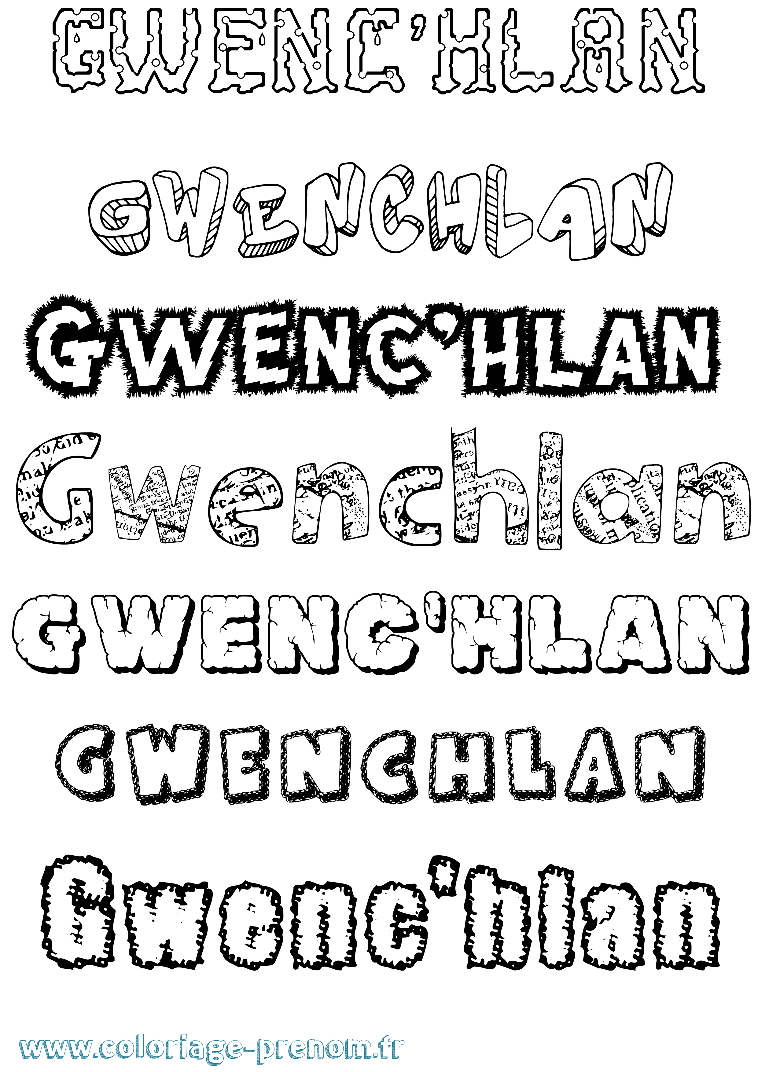Coloriage Gwenc'Hlan Destructuré Coloriage prénom Gwenc'Hlan Destructuré