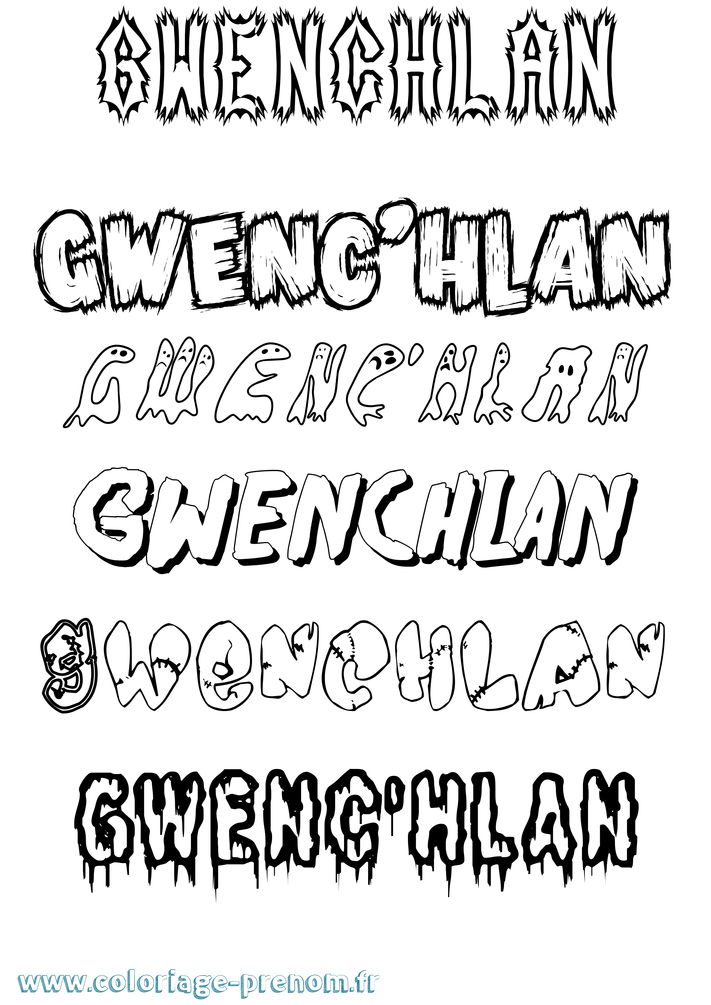 Coloriage Gwenc'Hlan Frisson Coloriage prénom Gwenc'Hlan Frisson