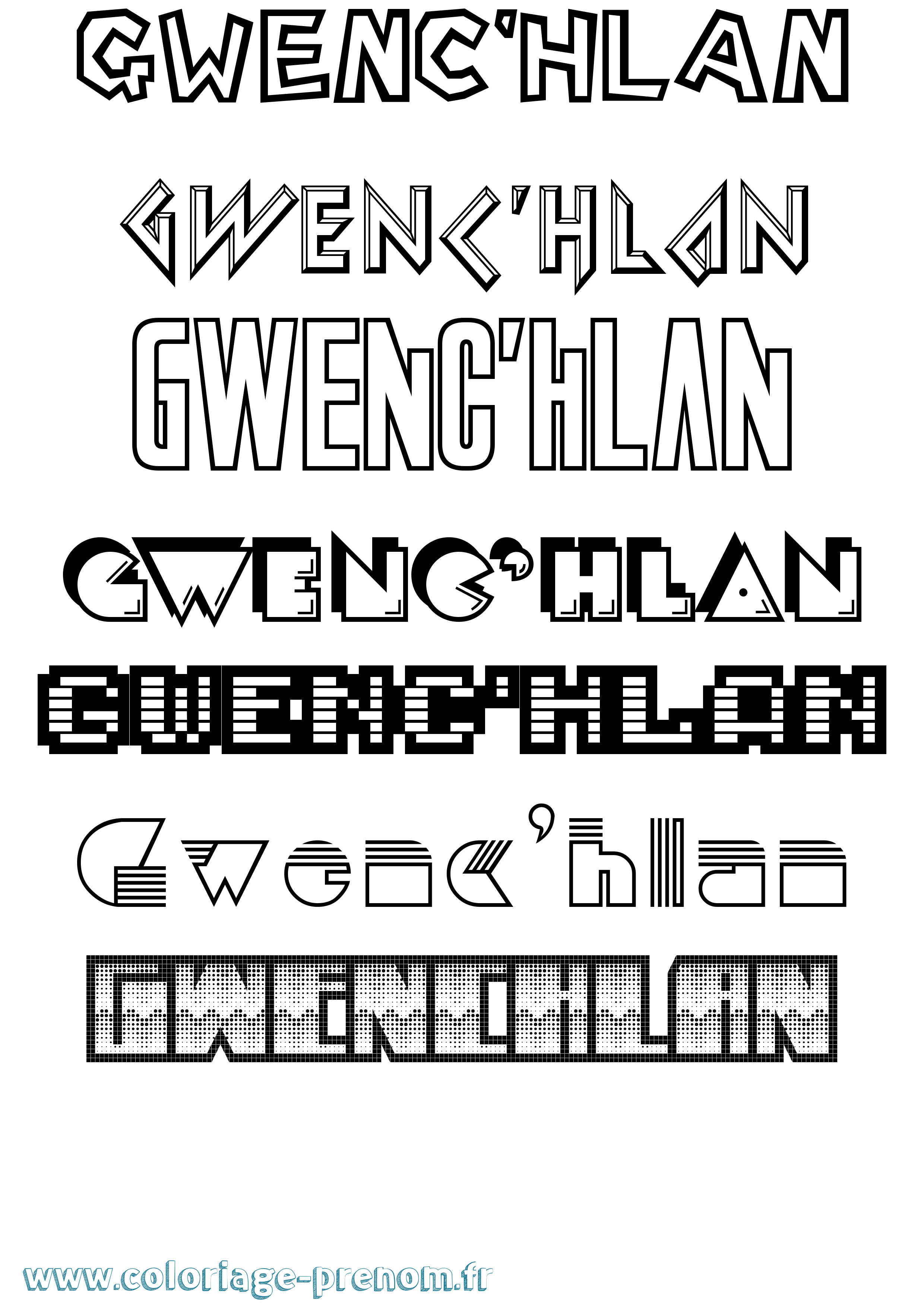 Coloriage Gwenc'Hlan Jeux Vidéos Coloriage prénom Gwenc'Hlan Jeux Vidéos