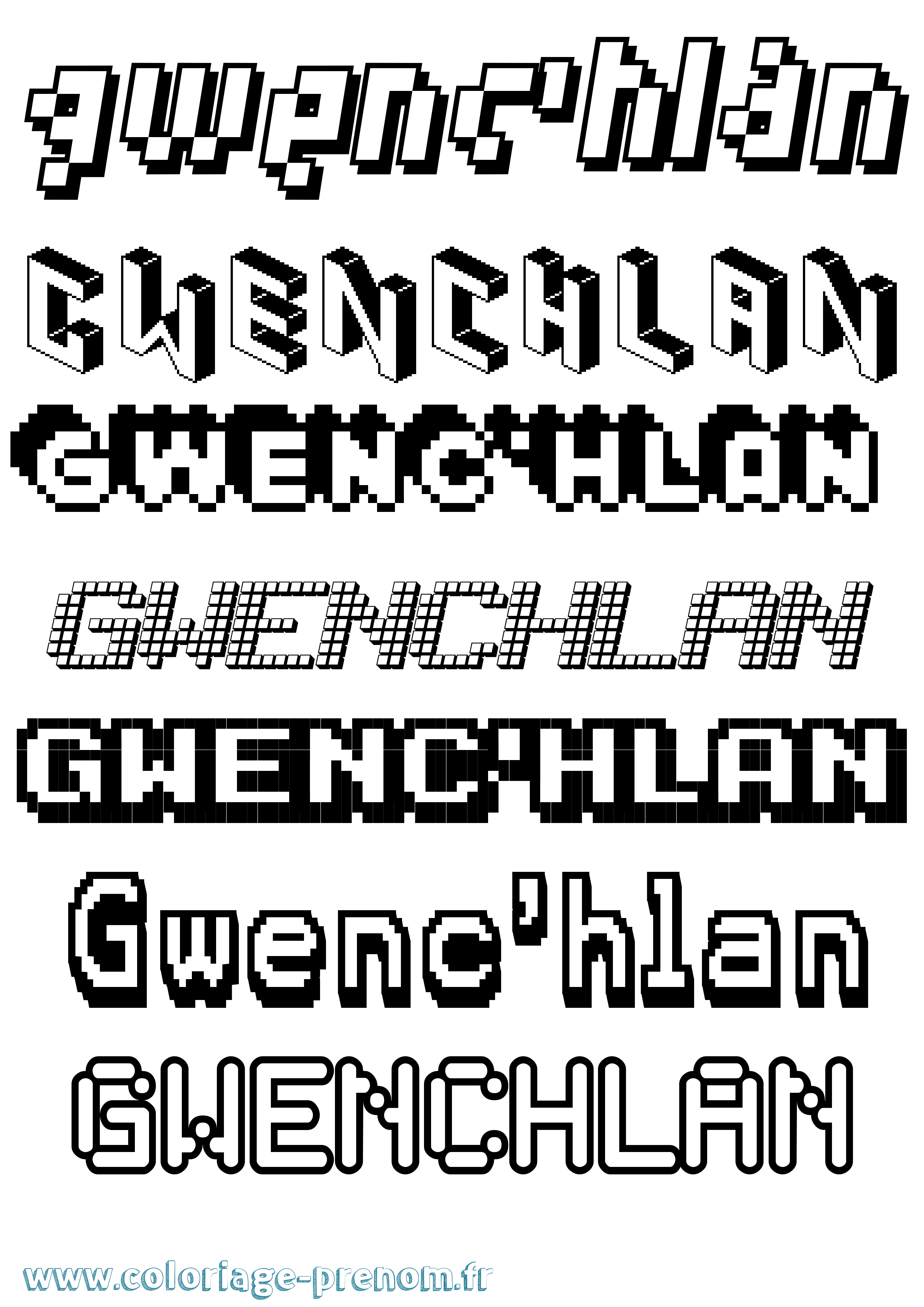 Coloriage Gwenc'Hlan Pixel Coloriage prénom Gwenc'Hlan Pixel