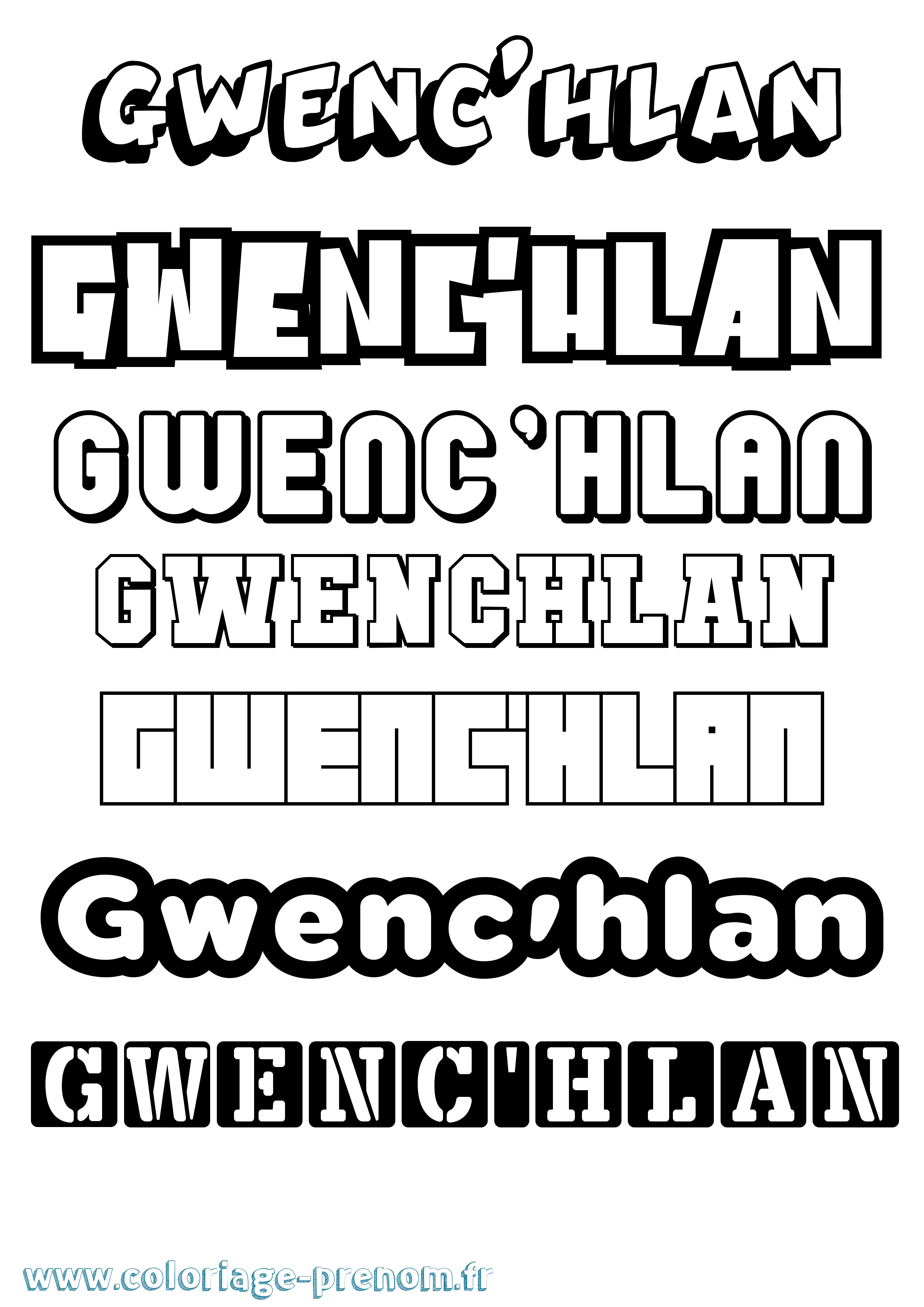 Coloriage Gwenc'Hlan Simple Coloriage prénom Gwenc'Hlan Simple