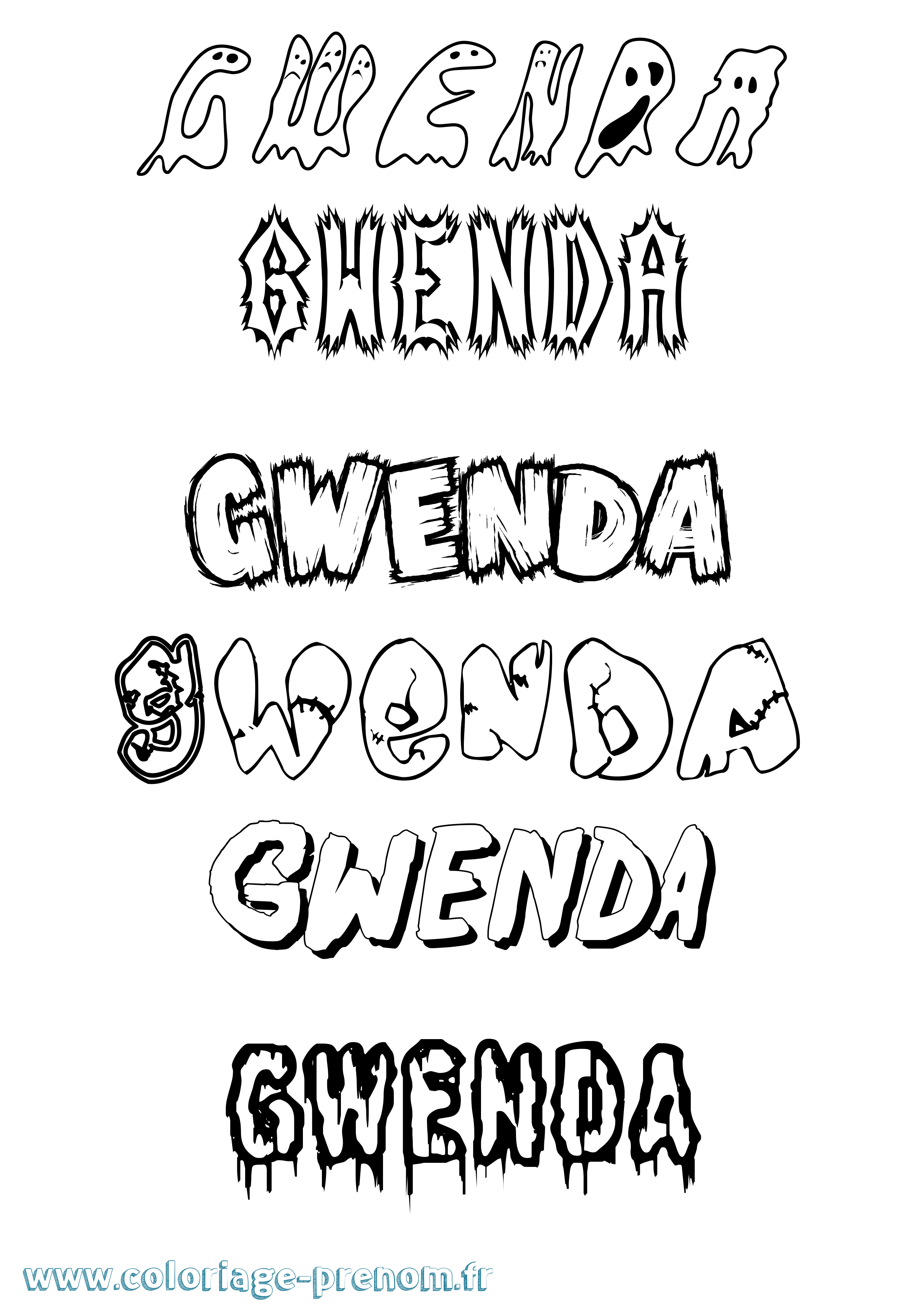 Coloriage Gwenda Frisson Coloriage prénom Gwenda Frisson