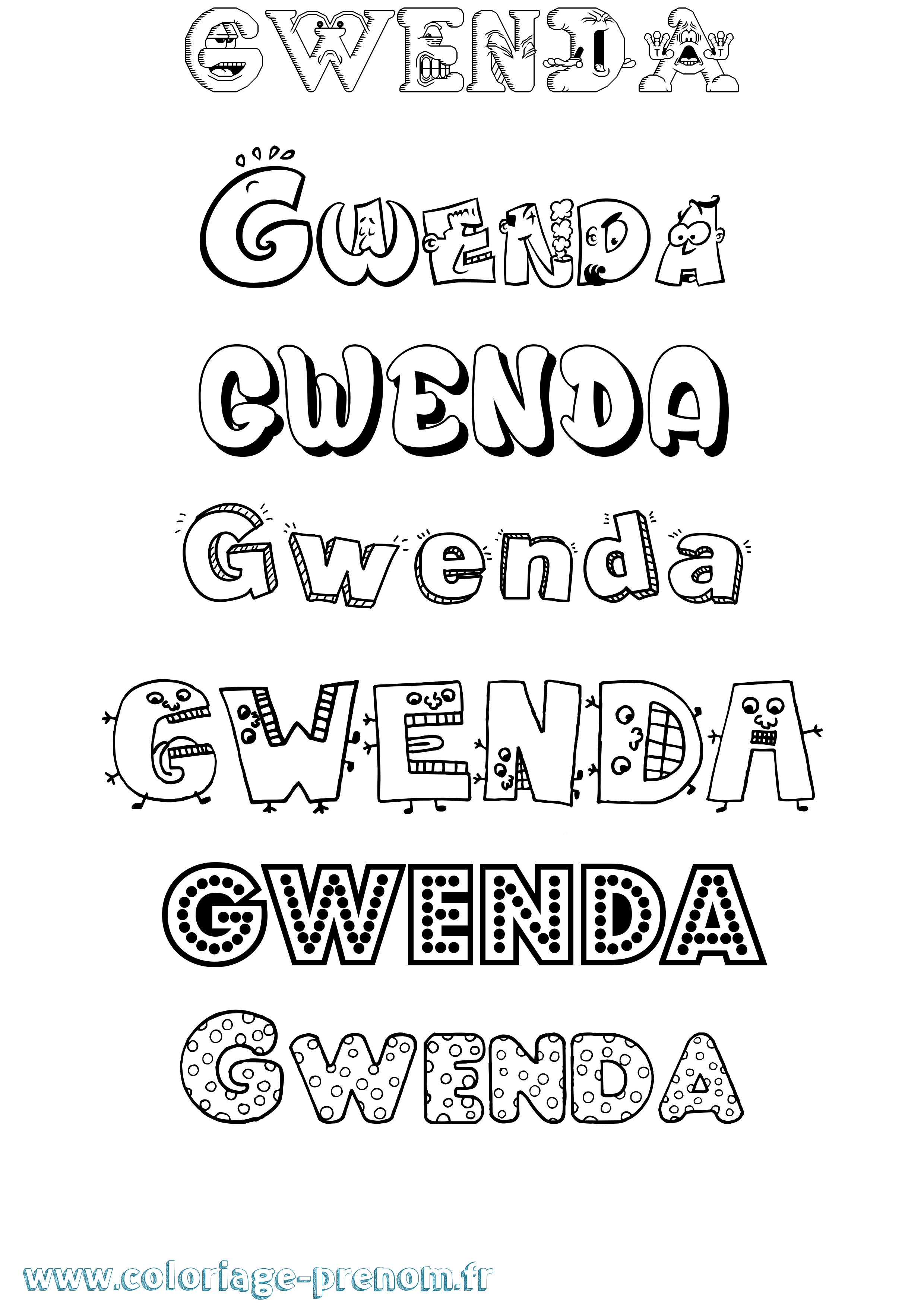 Coloriage Gwenda Fun Coloriage prénom Gwenda Fun