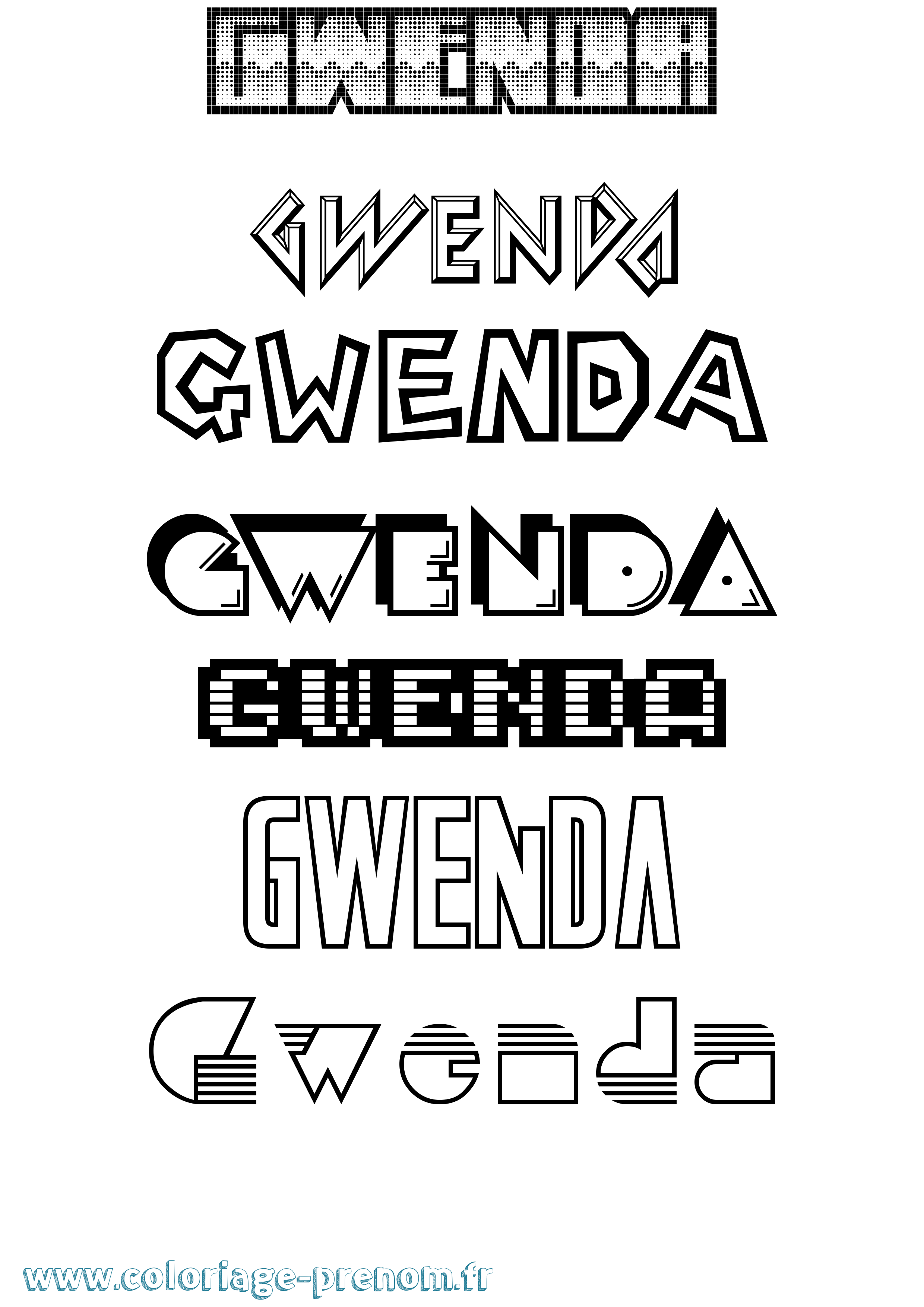 Coloriage Gwenda Jeux Vidéos Coloriage prénom Gwenda Jeux Vidéos