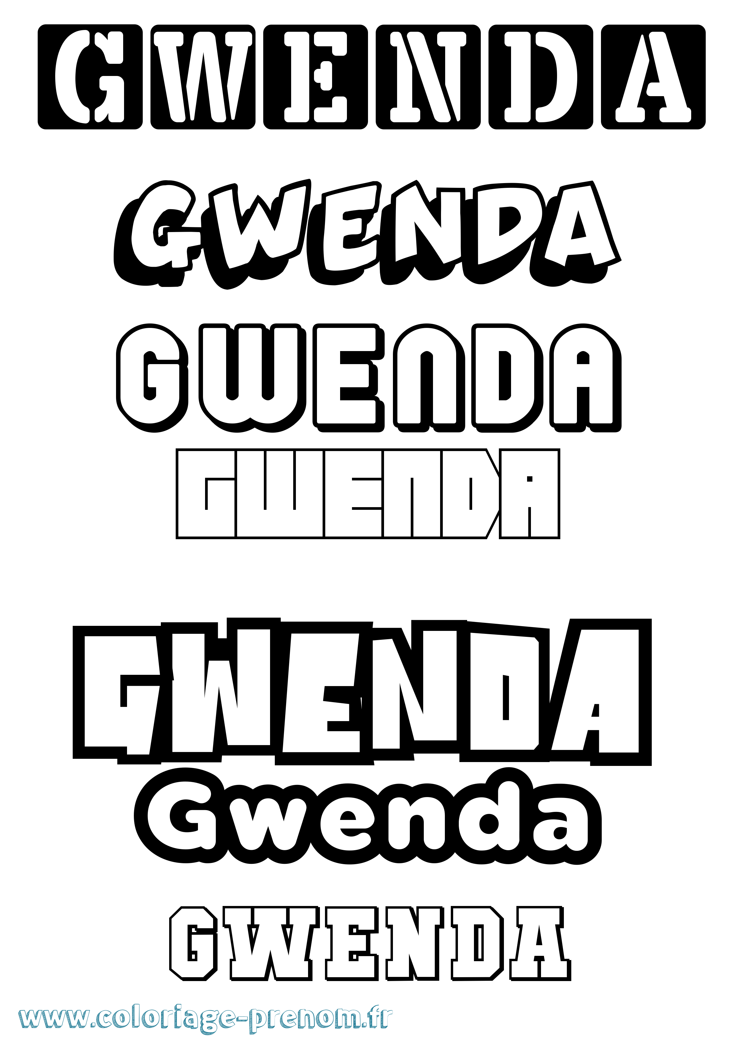 Coloriage Gwenda Simple Coloriage prénom Gwenda Simple