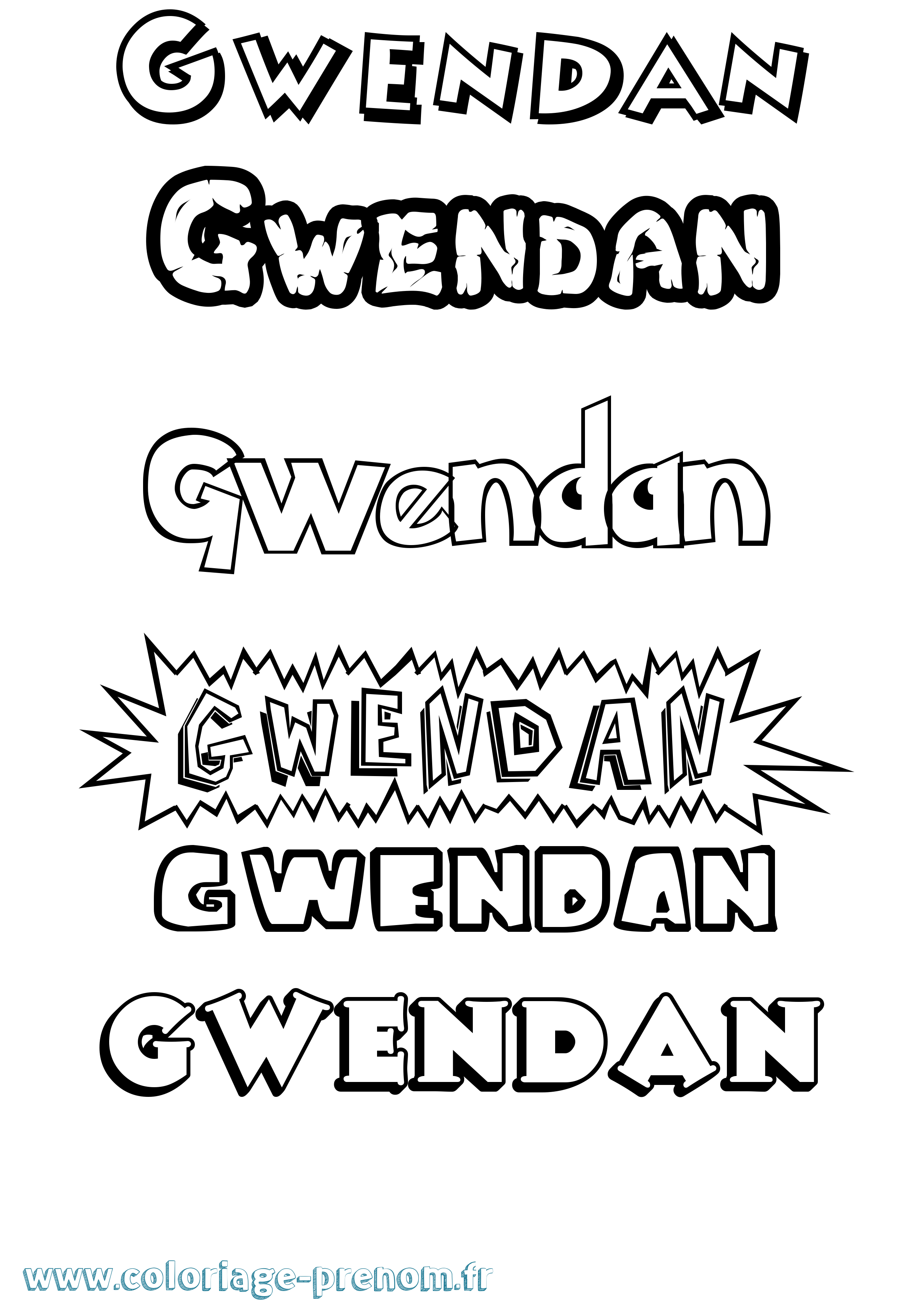 Coloriage Gwendan Dessin Animé Coloriage prénom Gwendan Dessin Animé