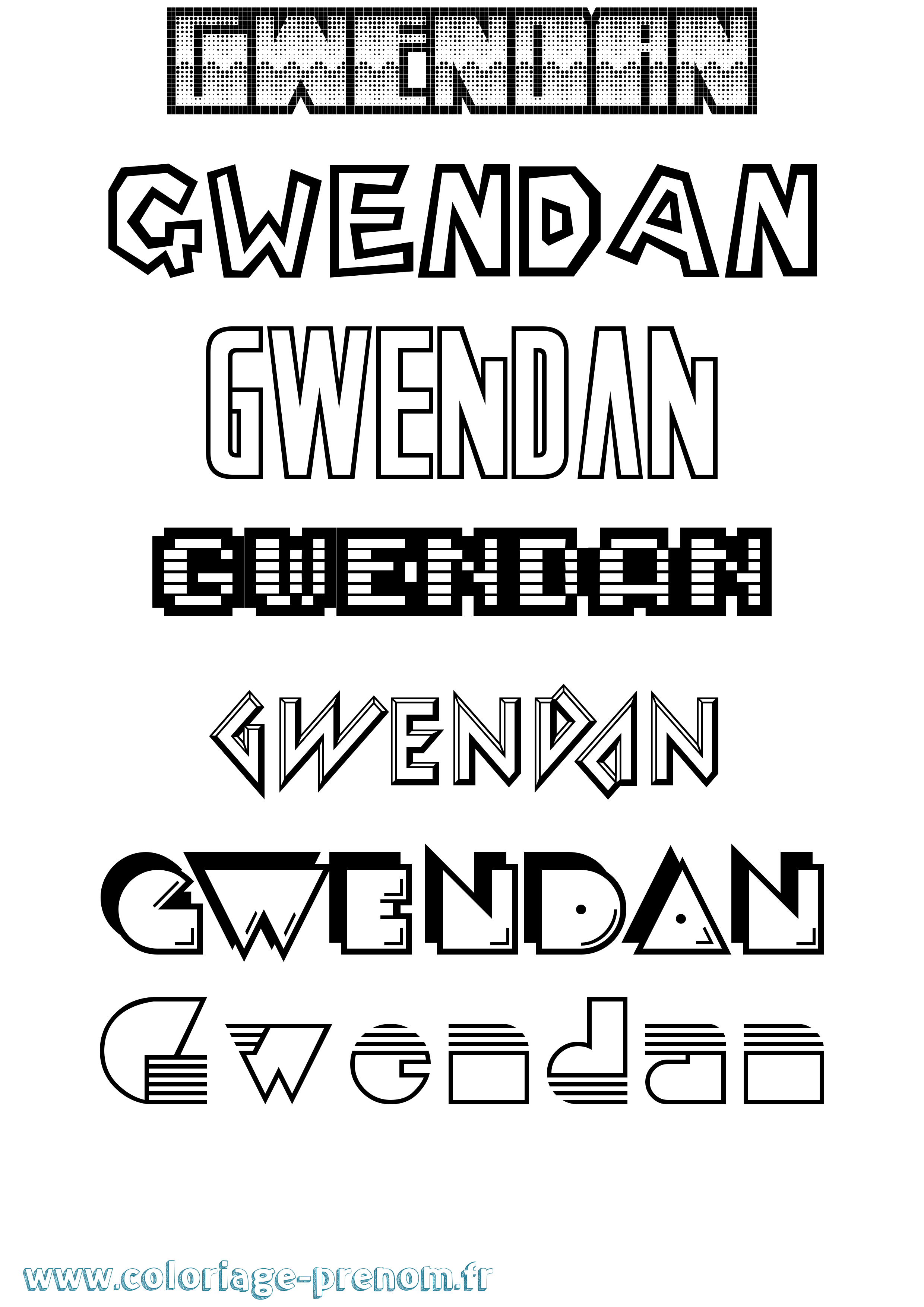 Coloriage Gwendan Jeux Vidéos Coloriage prénom Gwendan Jeux Vidéos