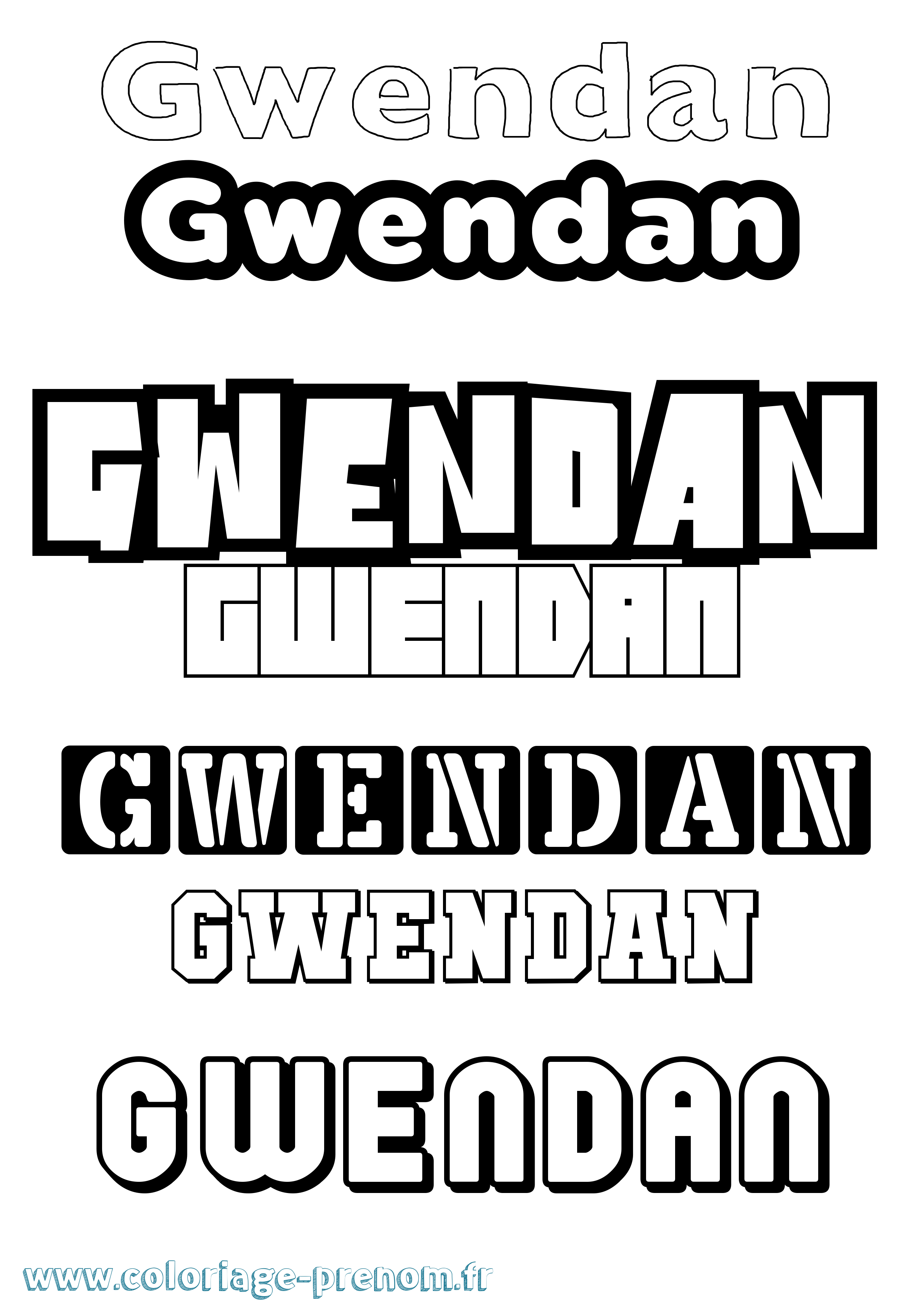 Coloriage Gwendan Simple Coloriage prénom Gwendan Simple