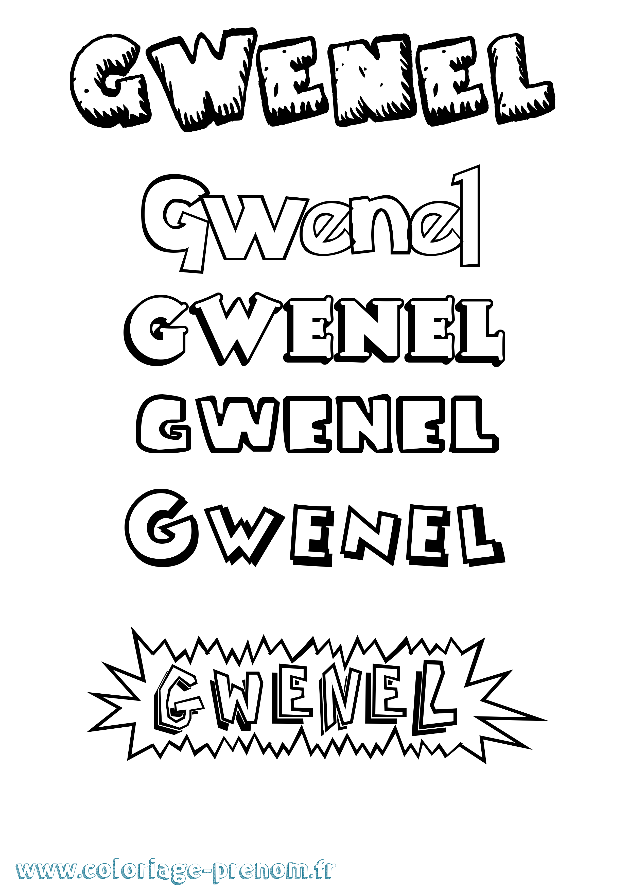 Coloriage Gwenel Dessin Animé Coloriage prénom Gwenel Dessin Animé