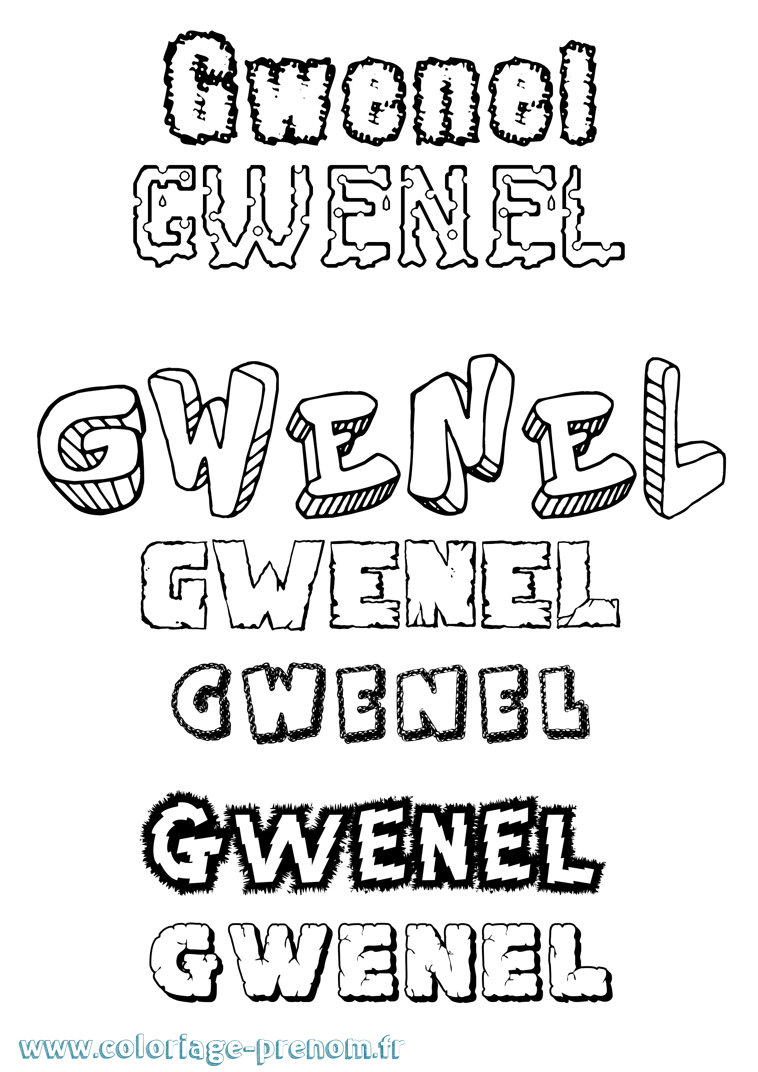 Coloriage Gwenel Destructuré Coloriage prénom Gwenel Destructuré