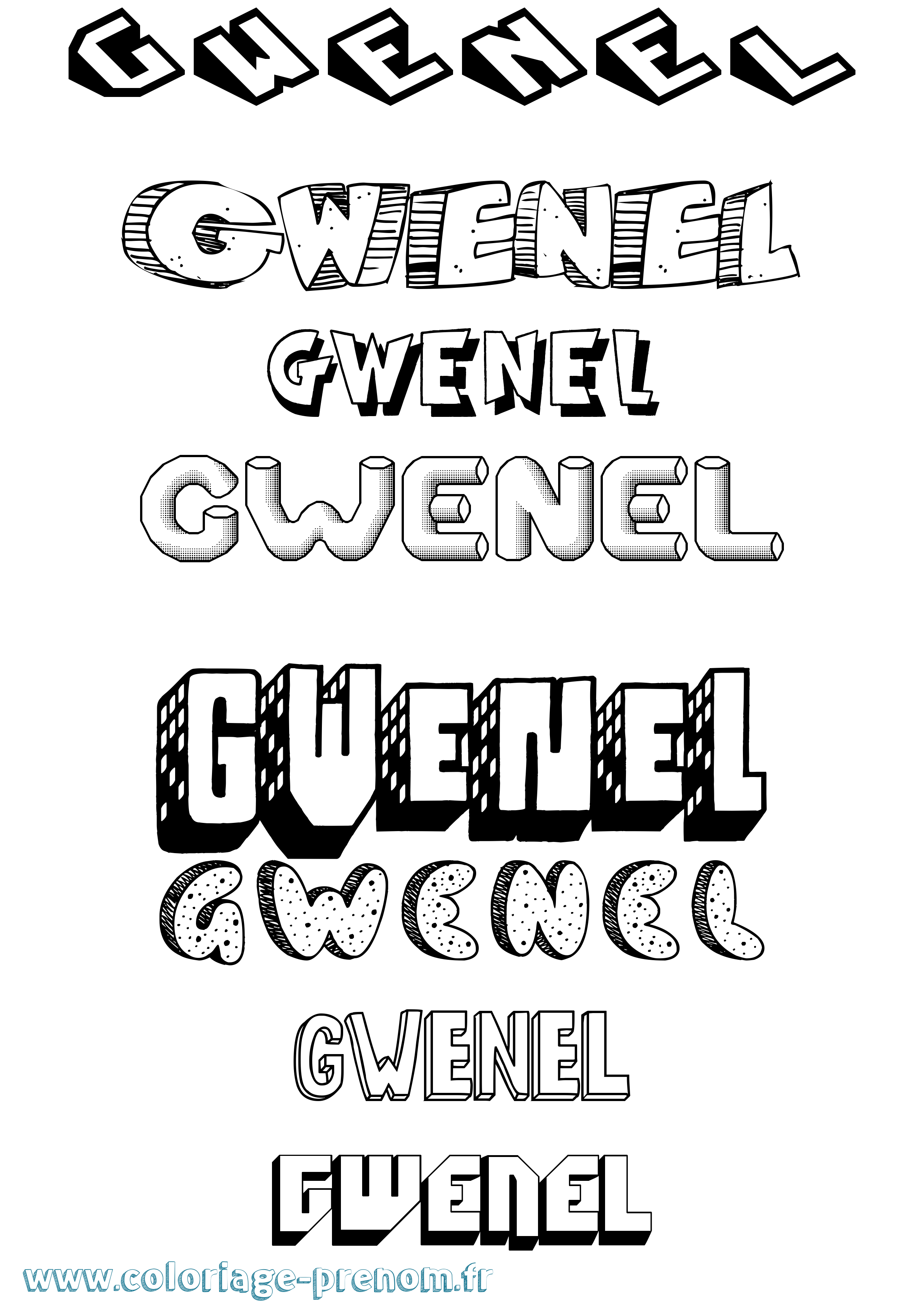 Coloriage Gwenel Effet 3D Coloriage prénom Gwenel Effet 3D