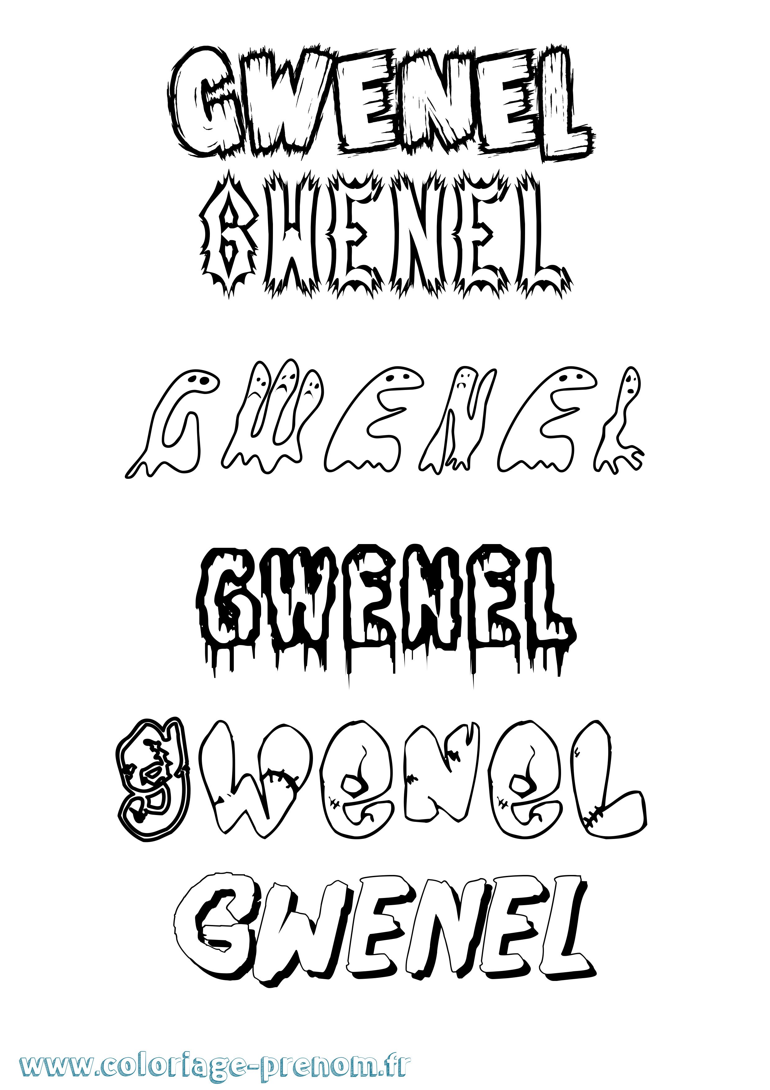 Coloriage Gwenel Frisson Coloriage prénom Gwenel Frisson