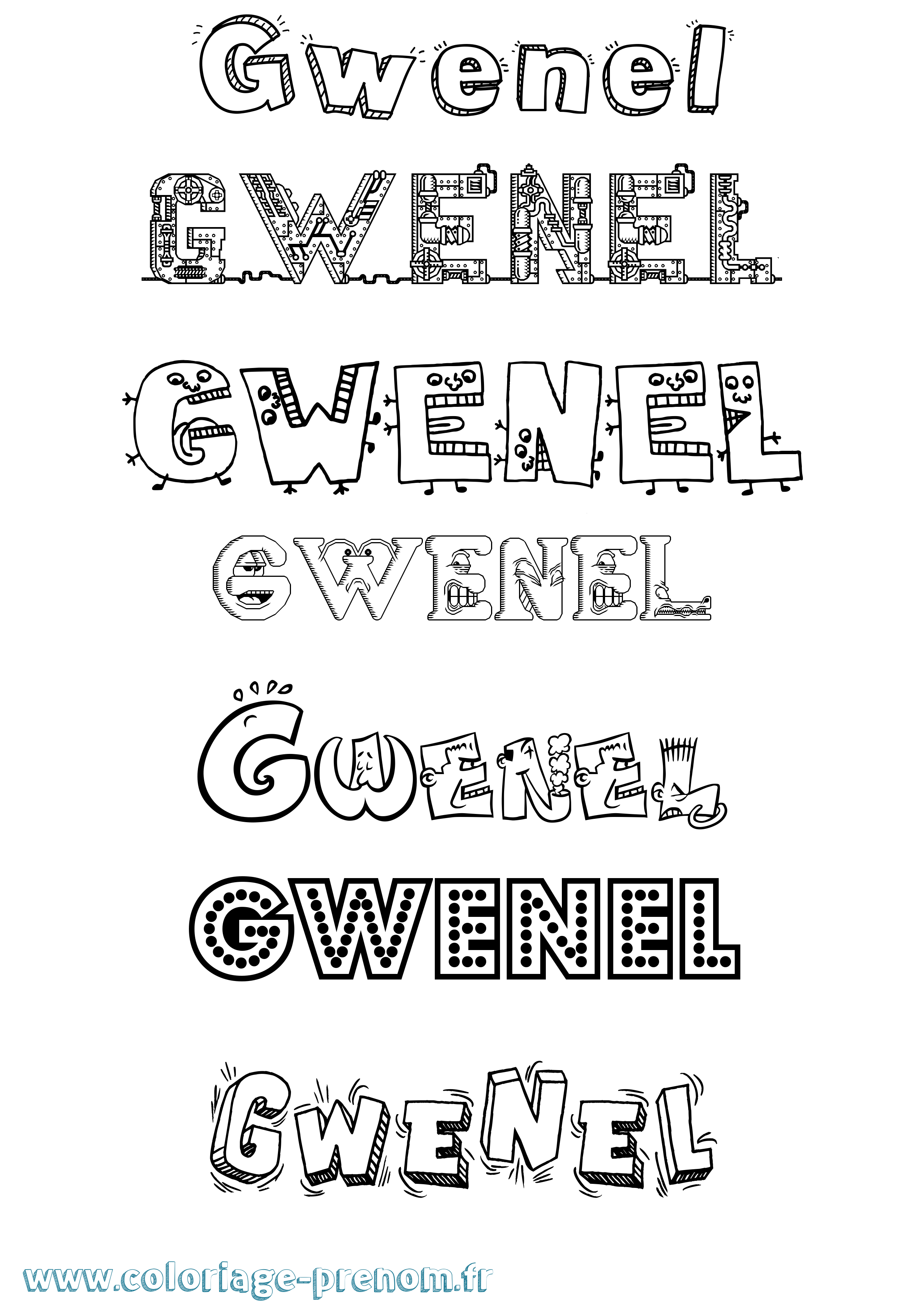 Coloriage Gwenel Fun Coloriage prénom Gwenel Fun
