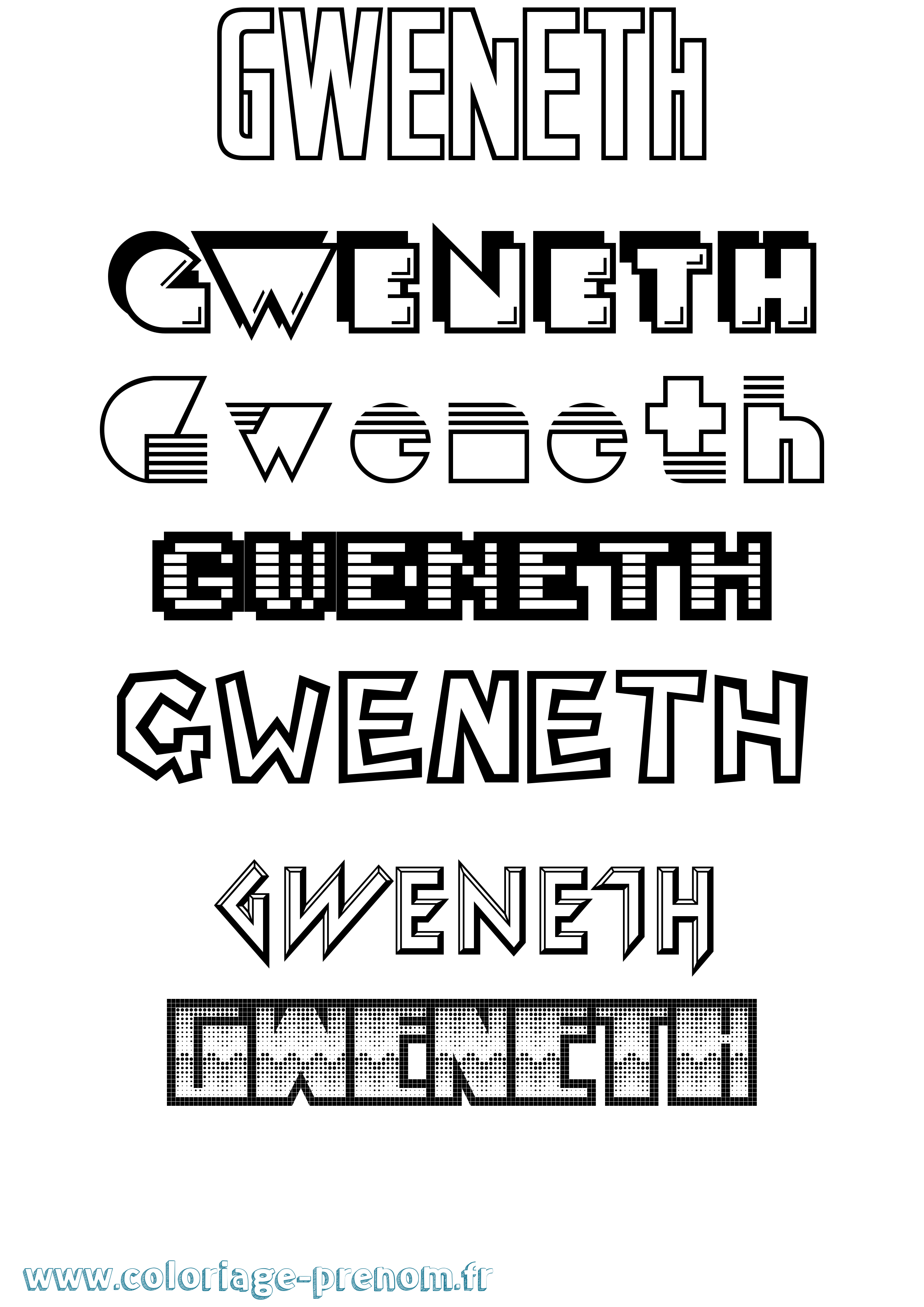 Coloriage Gweneth Jeux Vidéos Coloriage prénom Gweneth Jeux Vidéos