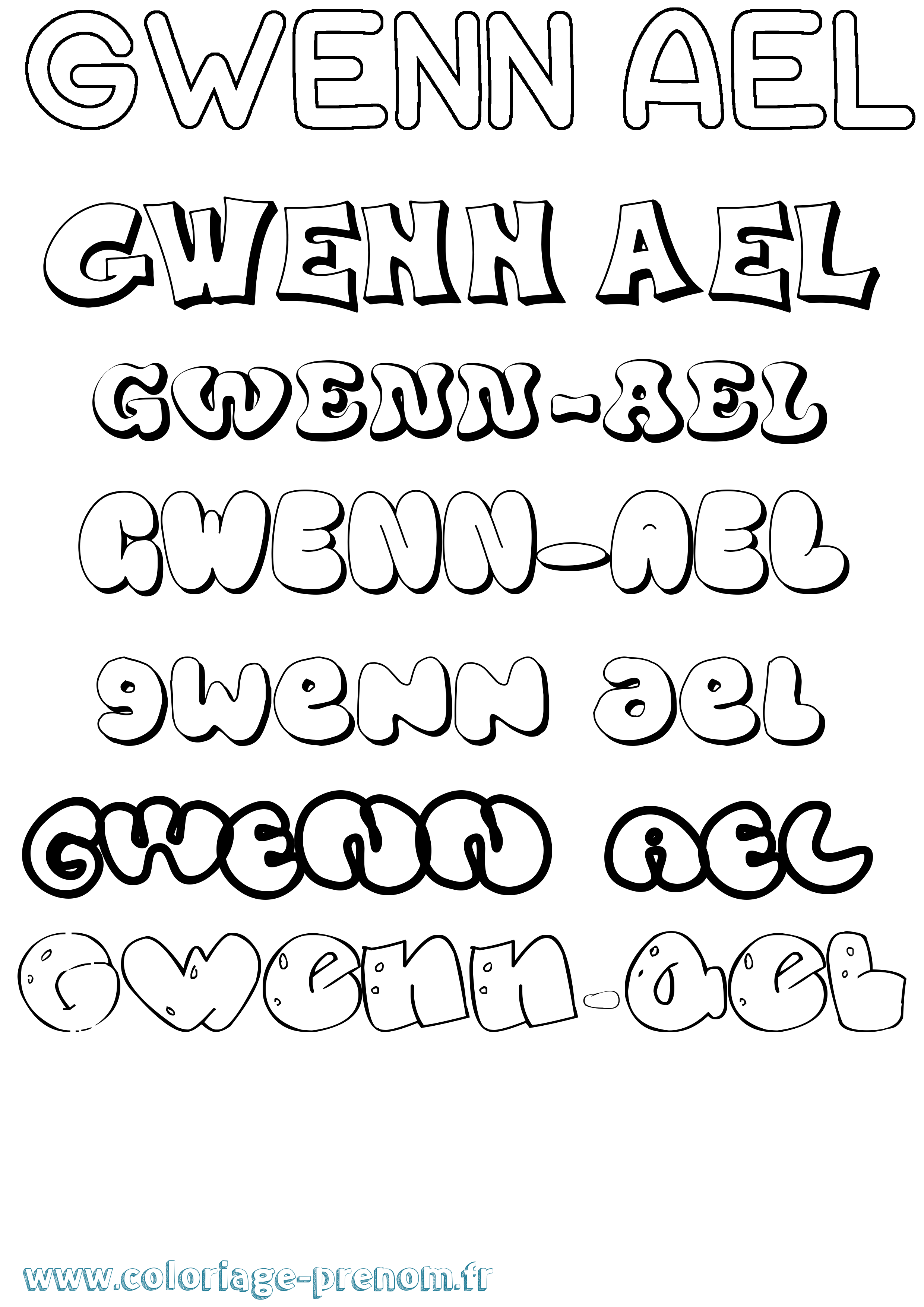 Coloriage Gwenn-Ael Bubble Coloriage prénom Gwenn-Ael Bubble
